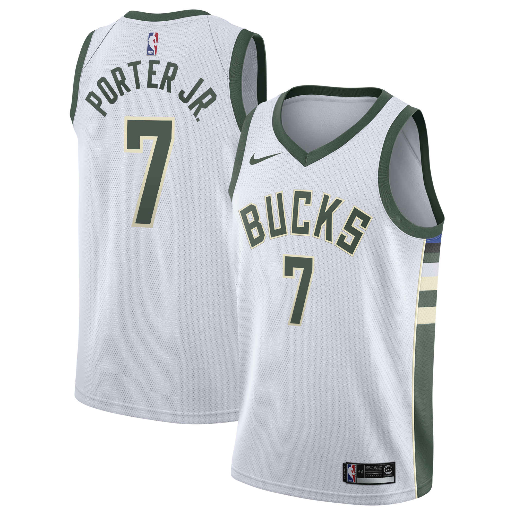 Milwaukee Bucks Nike Association Edition Swingman Jersey - White - Kevin Porter Jr. - Youth