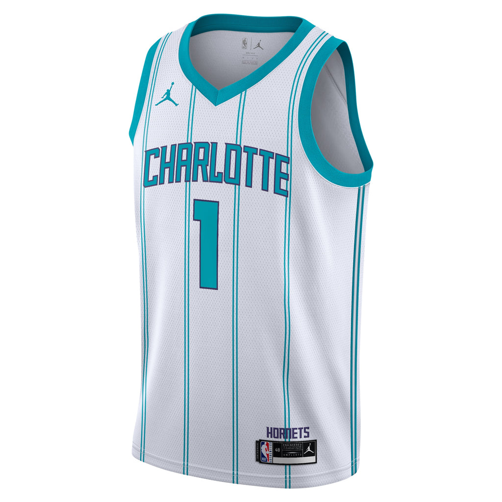 Charlotte Hornets Jordan Brand Association Edition Swingman Jersey - White - LaMelo Ball - Youth