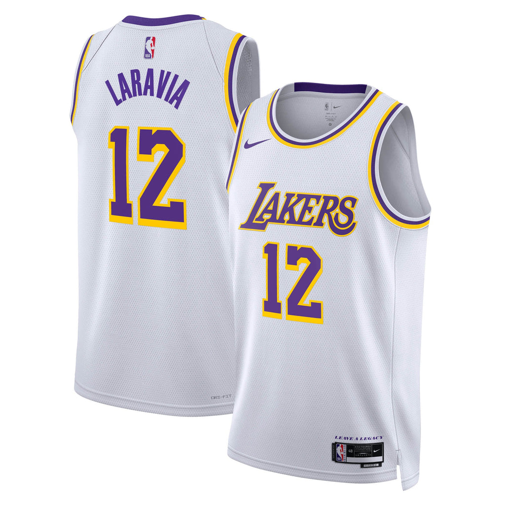 Los Angeles Lakers Nike Association Edition Swingman Jersey - White - Jake LaRavia - Unisex