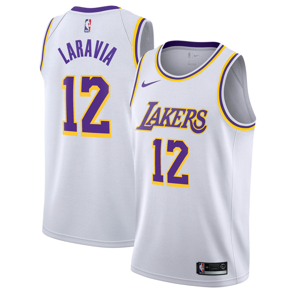Los Angeles Lakers Nike Association Edition Swingman Jersey - White - Jake LaRavia - Youth