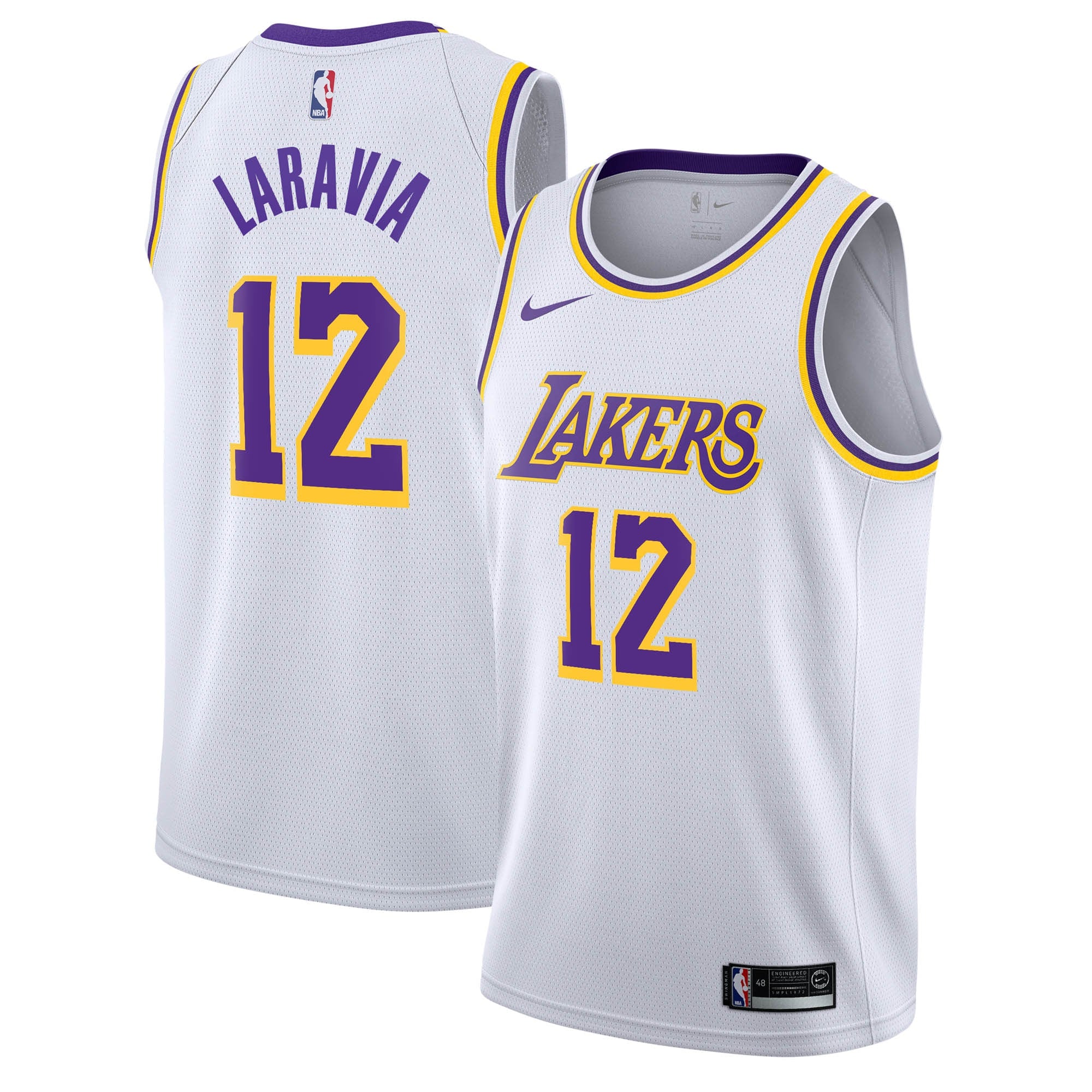 Los Angeles Lakers Nike Association Edition Swingman Jersey - White - Jake LaRavia - Youth