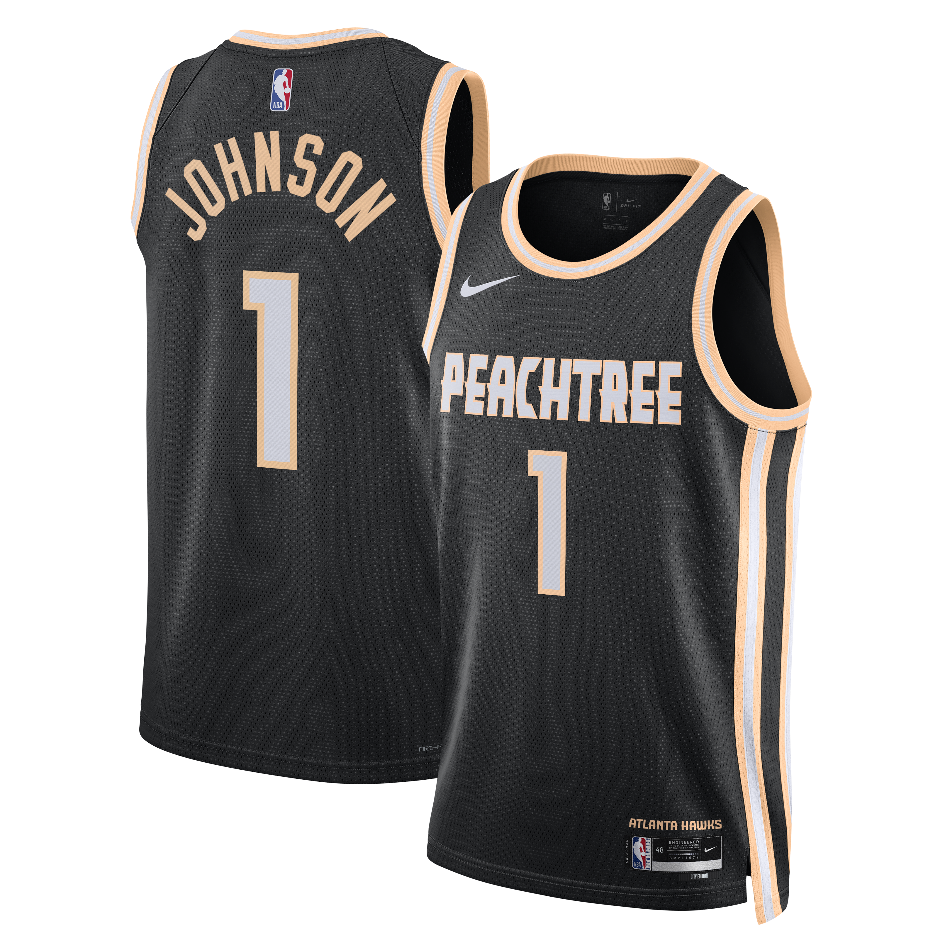 Nike Atlanta Hawks 2025/26 Nike City Edition Swingman Jersey - Black - Jalen Johnson - Unisex