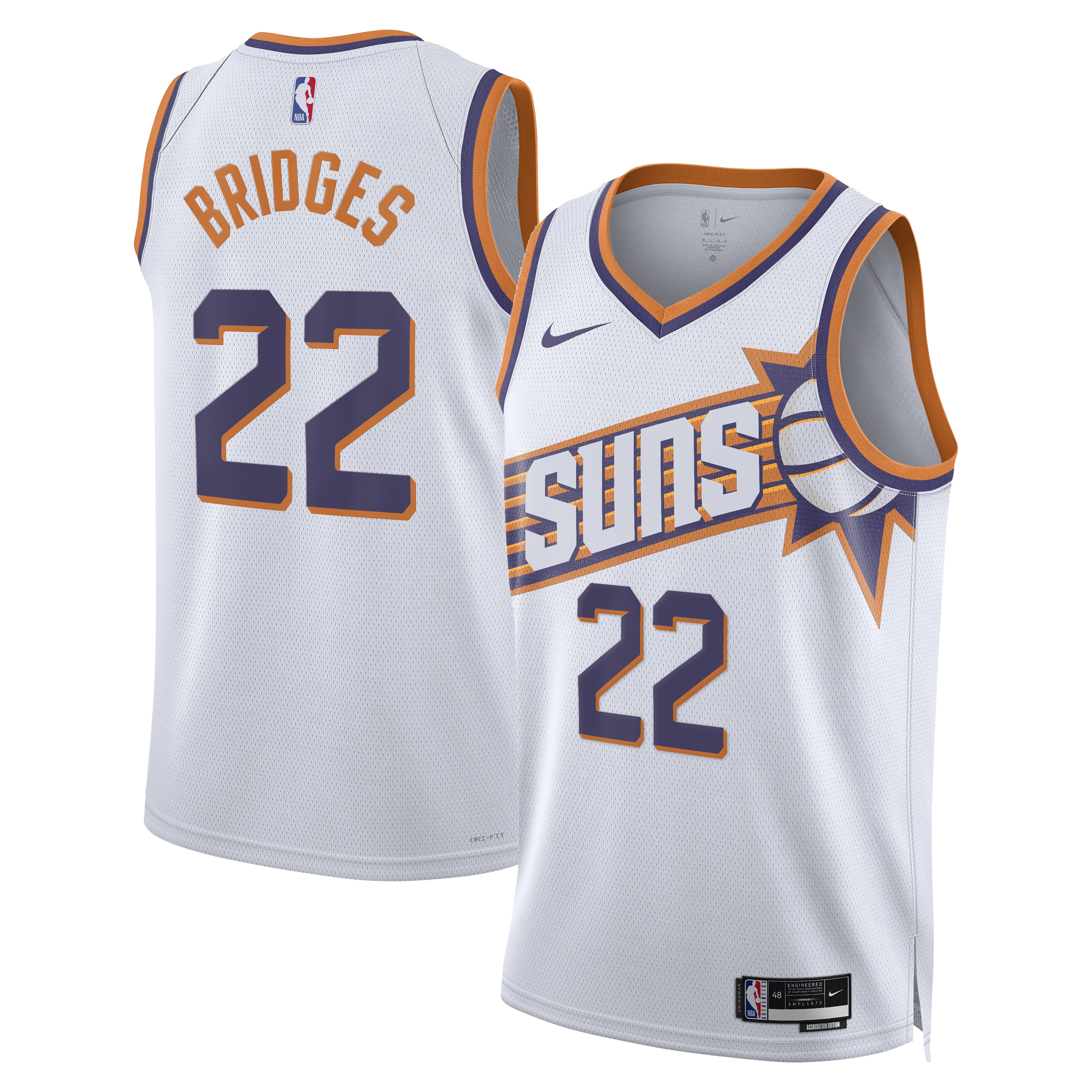 Phoenix Suns Nike Association Edition Swingman Jersey - White - Miles Bridges - Unisex