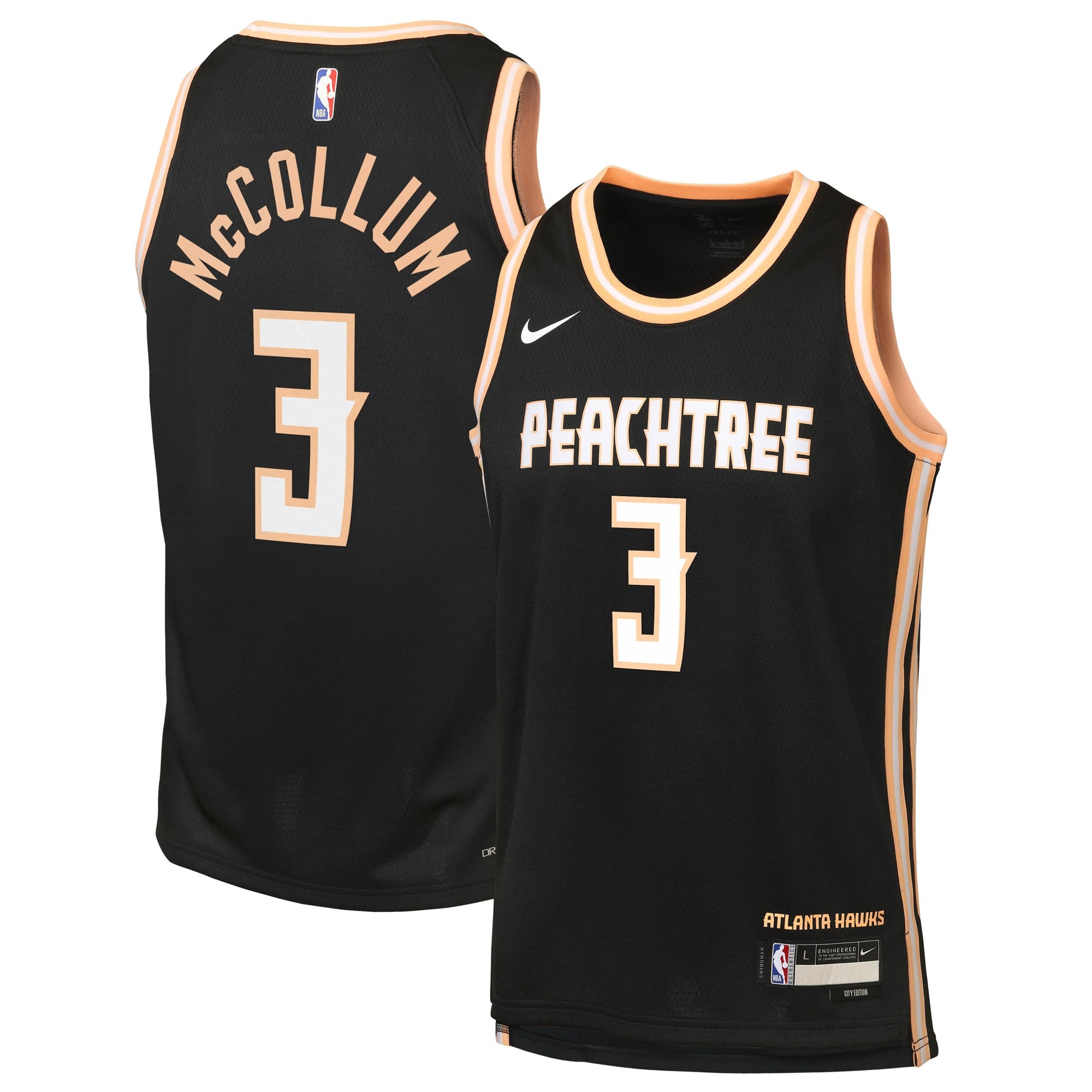 Nike Atlanta Hawks 2025/26 Nike City Edition Swingman Jersey - Black - CJ McCollum - Youth