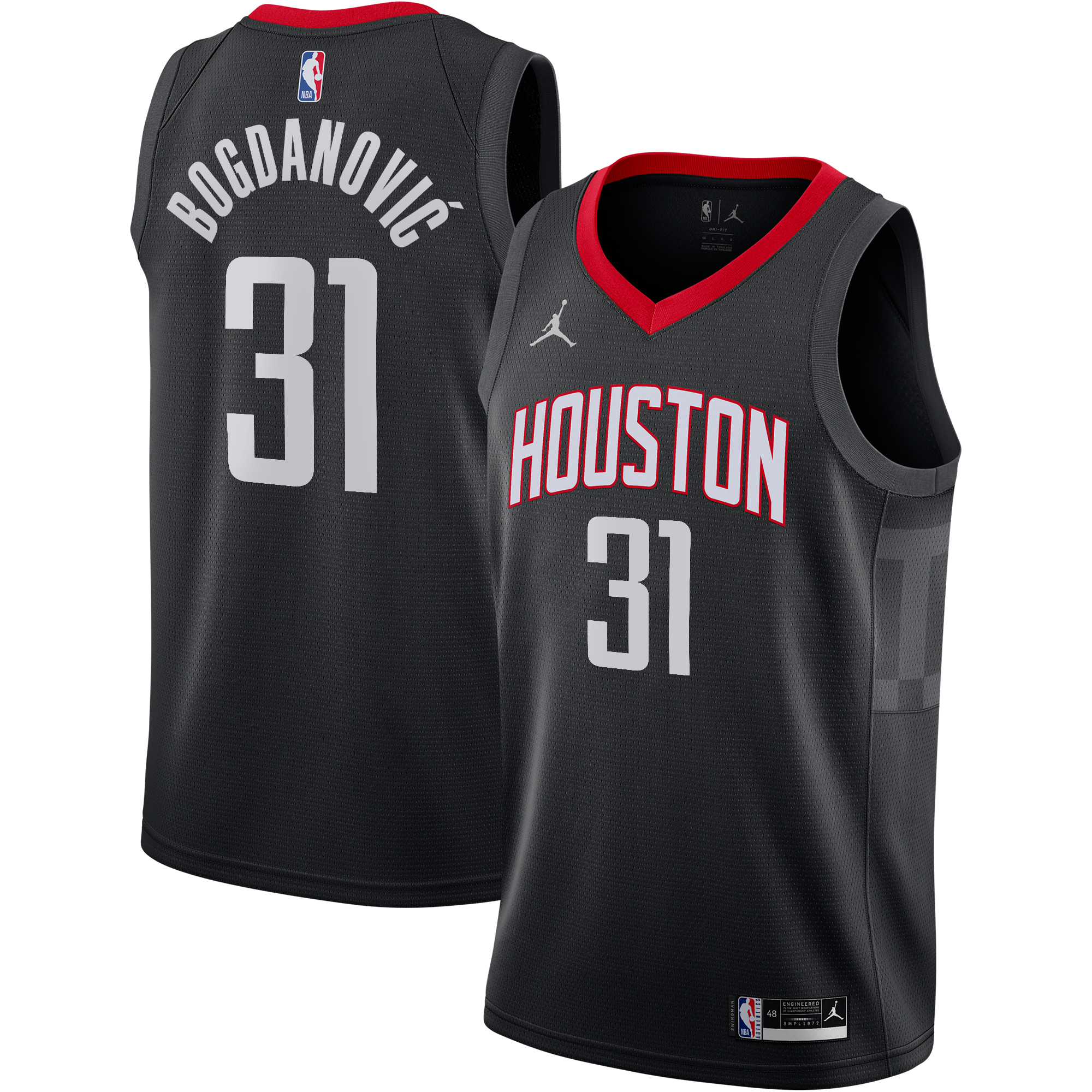 Houston Rockets Jordan Brand Statement Edition Swingman Jersey - Black - Bogdan Bogdanović - Youth