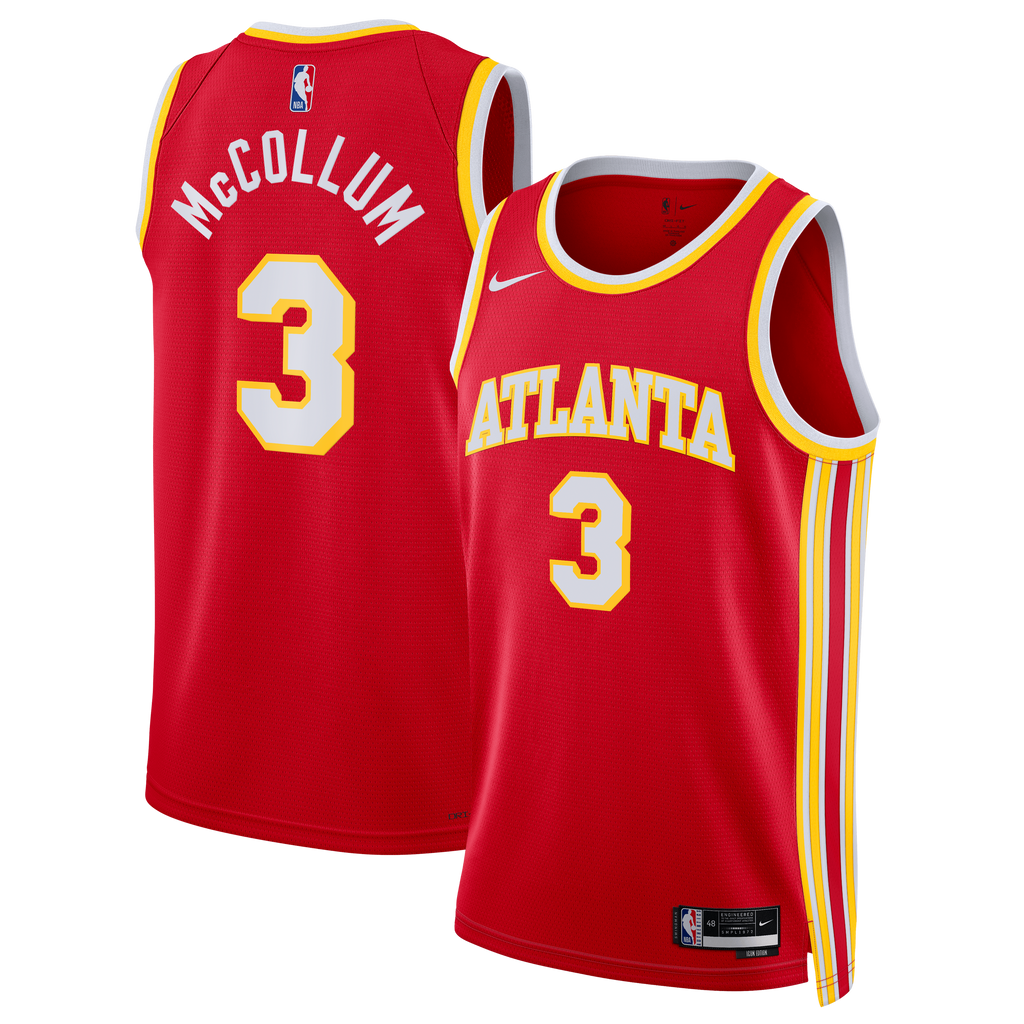 Atlanta Hawks Nike Icon Edition Swingman Jersey - Red - CJ McCollum - Unisex