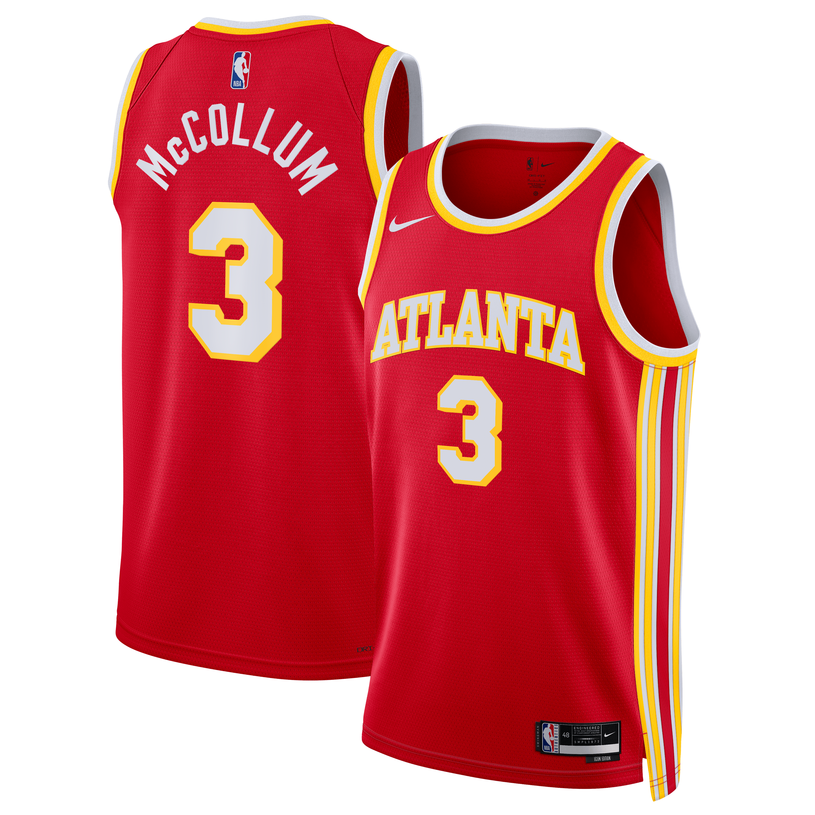 Atlanta Hawks Nike Icon Edition Swingman Jersey - Red - CJ McCollum - Unisex