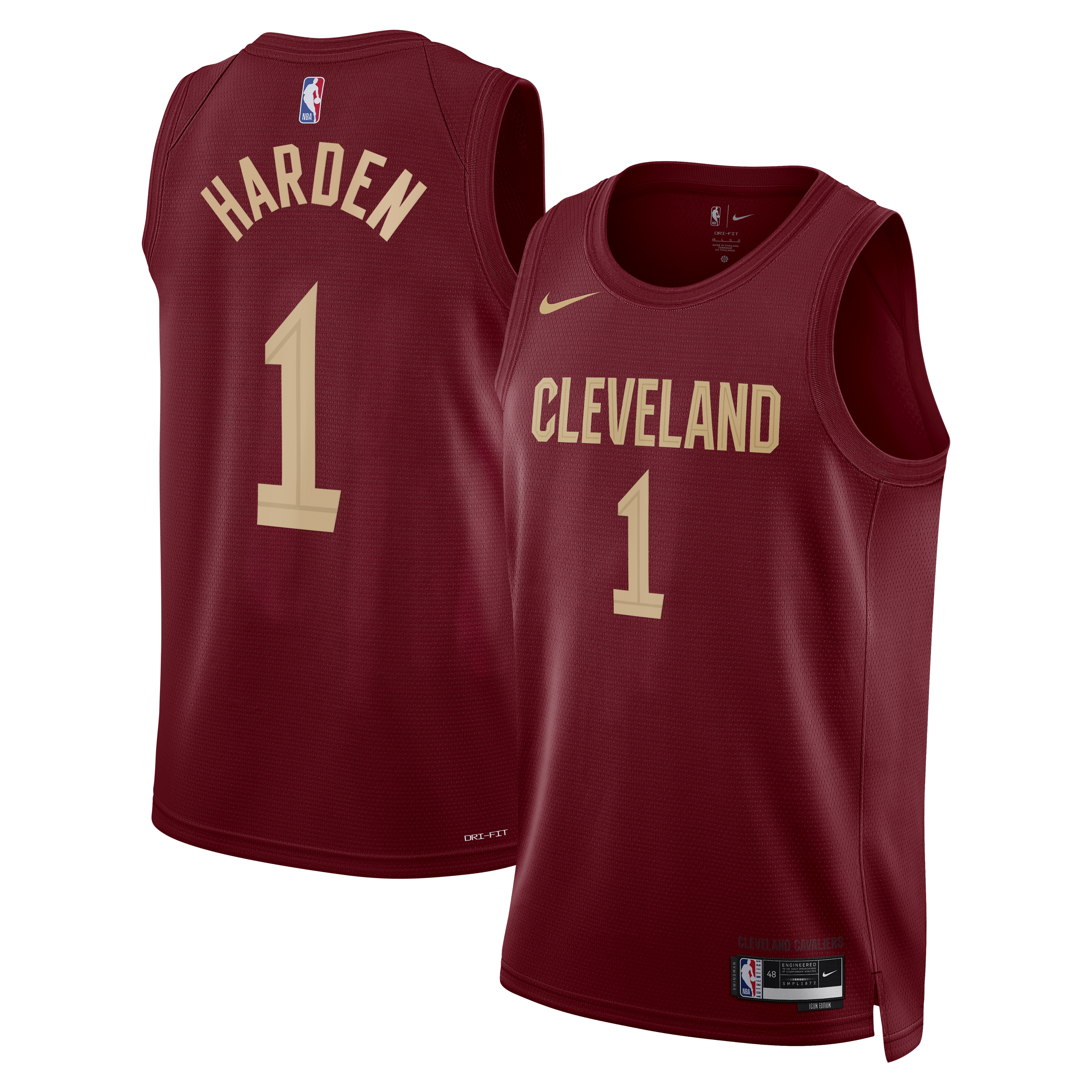 Cleveland Cavaliers Nike Icon Edition Swingman Jersey - Wine - James Harden - Unisex