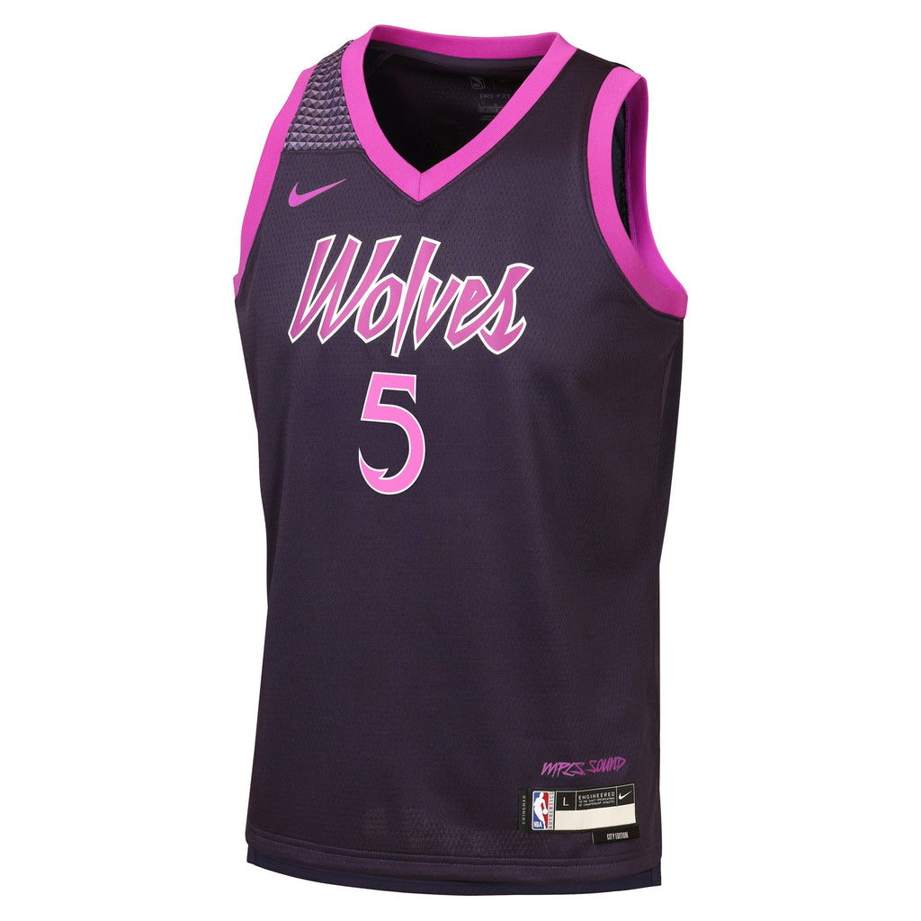 Minnesota Timberwolves Nike 2025/26 City Edition Swingman Jersey - Black - Anthony Edwards - Youth