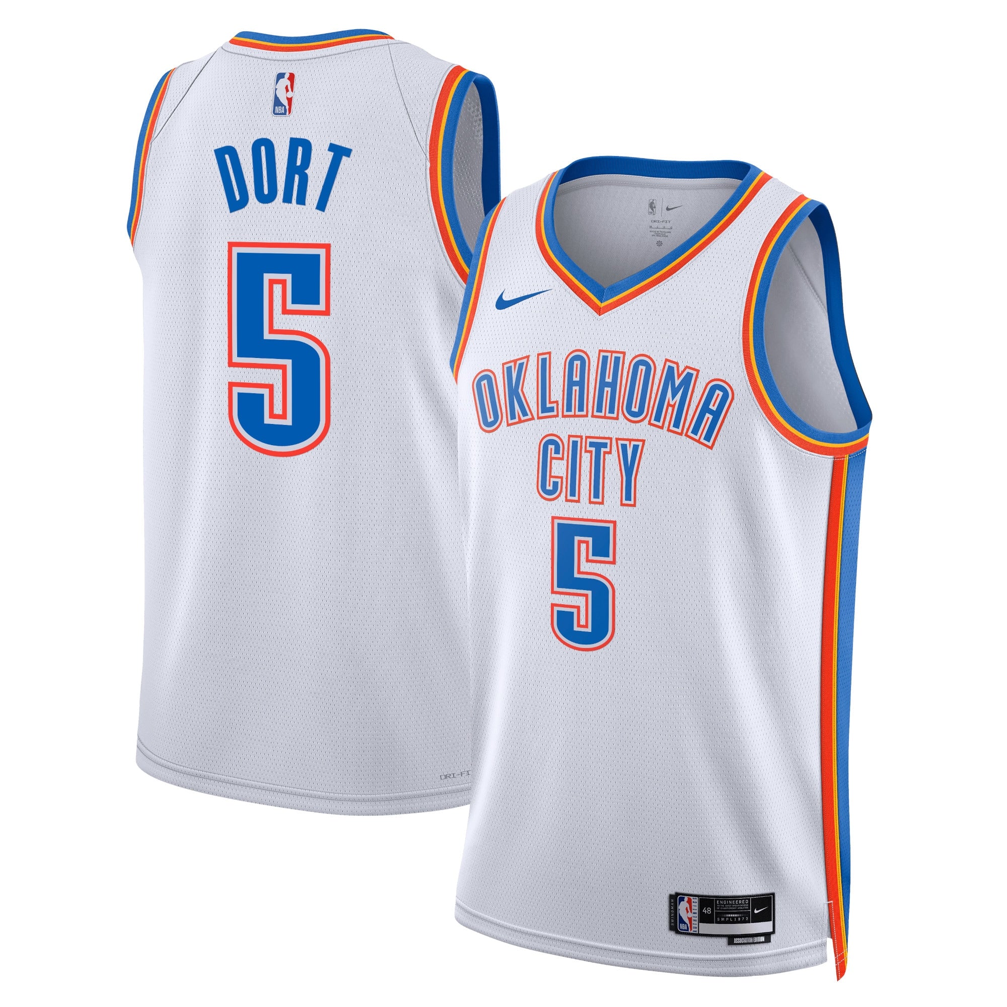 Oklahoma City Thunder Nike Association Edition Swingman Jersey - White - Luguentz Dort - Unisex