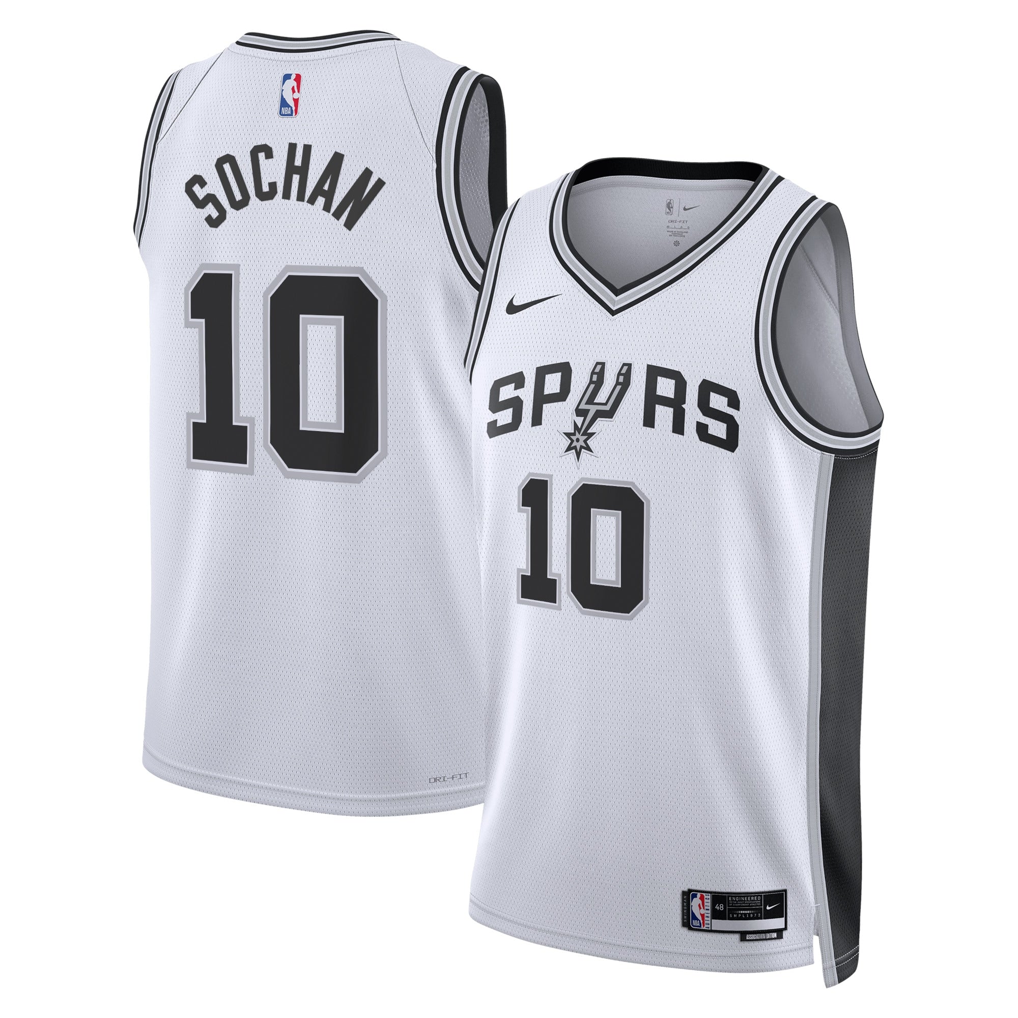 San Antonio Spurs Nike Association Edition Swingman Jersey - White - Jeremy Sochan - Unisex