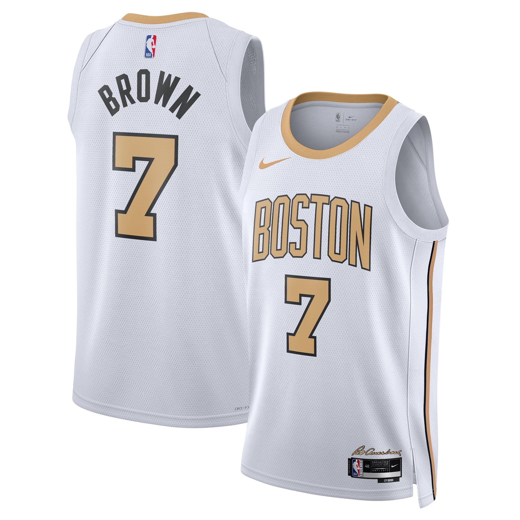 Boston Celtics Nike 2025/26 City Edition Swingman Jersey - White - Jaylen Brown - Unisex