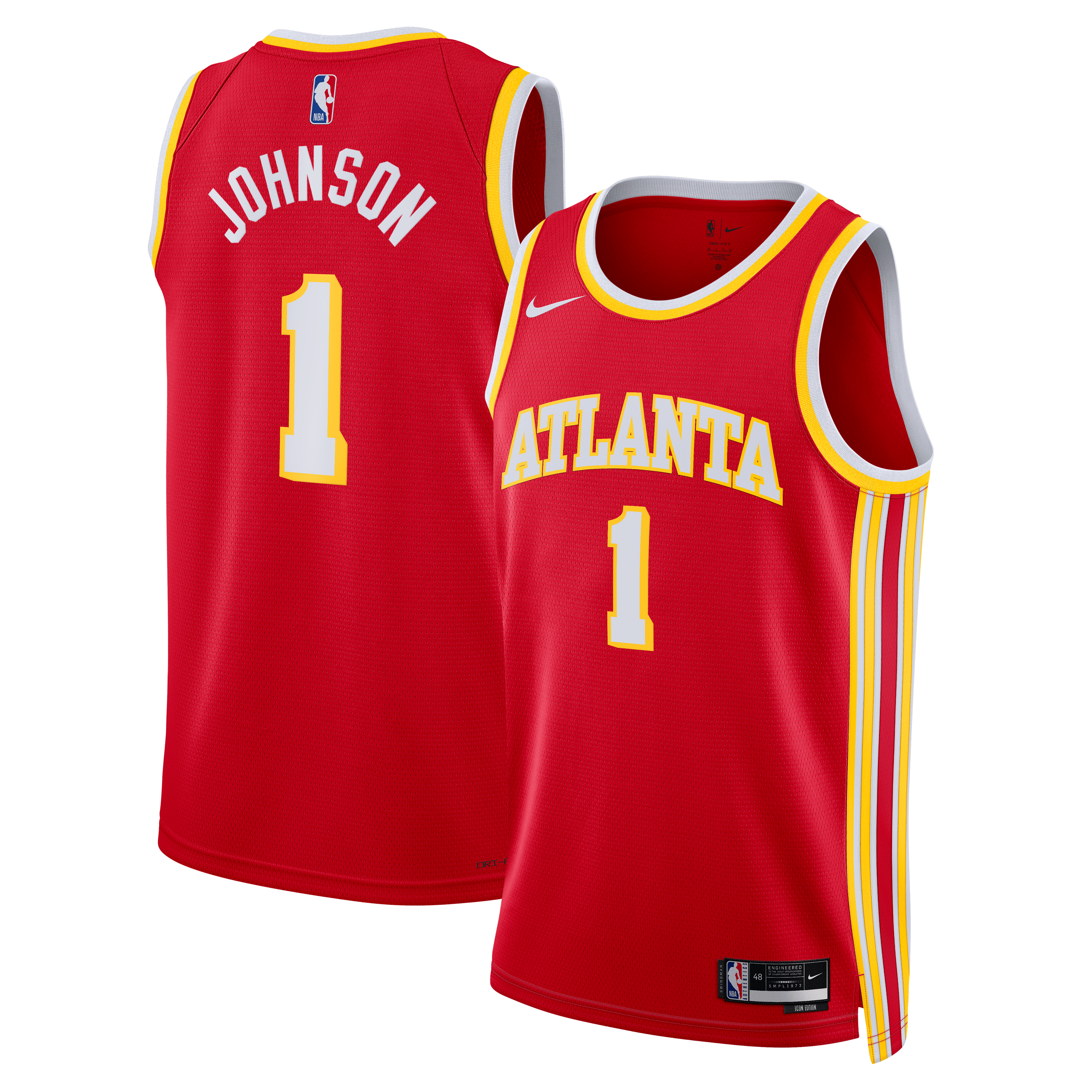 Atlanta Hawks Nike Icon Edition Swingman Jersey - Red - Jalen Johnson - Unisex