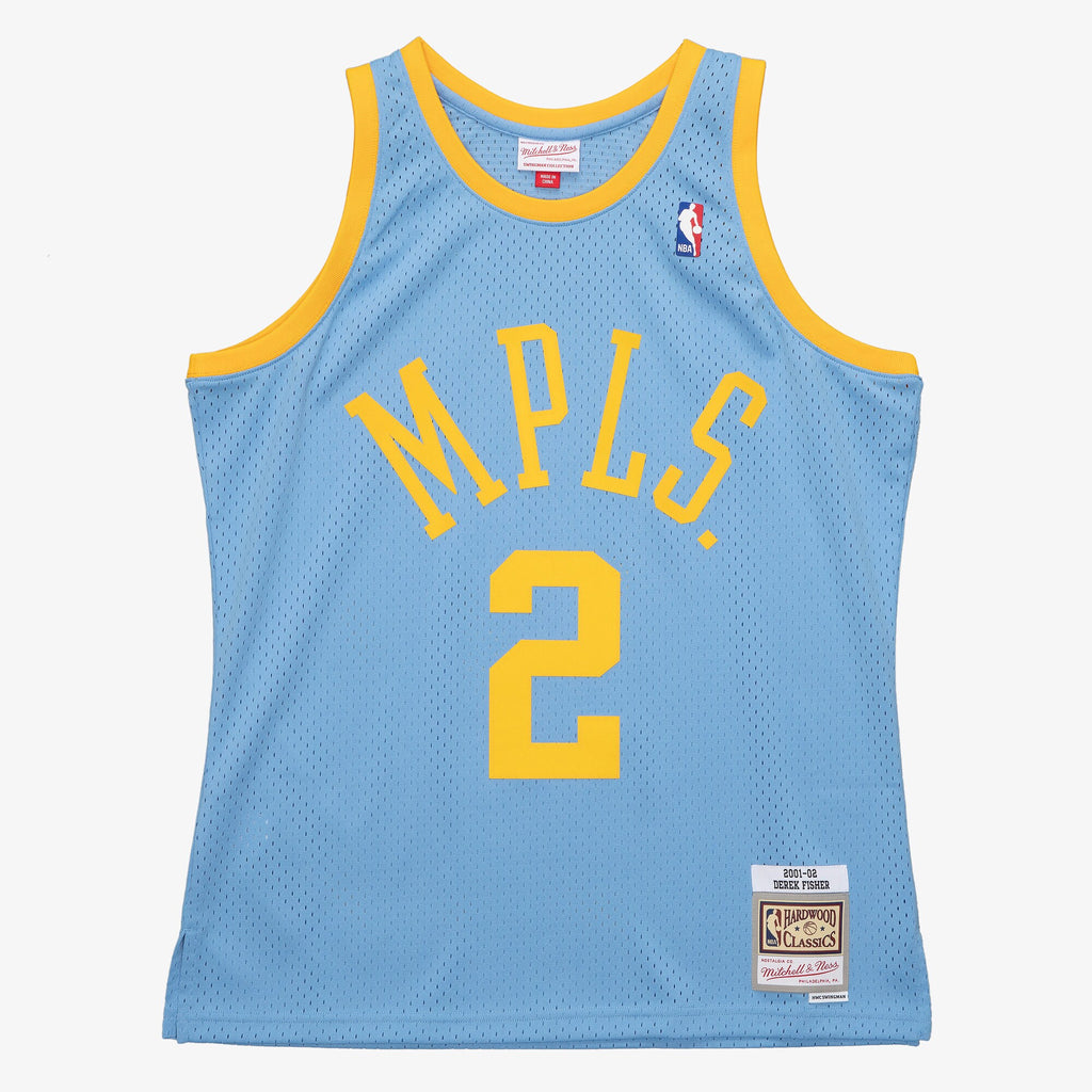 Los Angeles Lakers Mitchell & Ness Derek Fisher 2001 Swingman Authentic Jersey - Columbia Blue