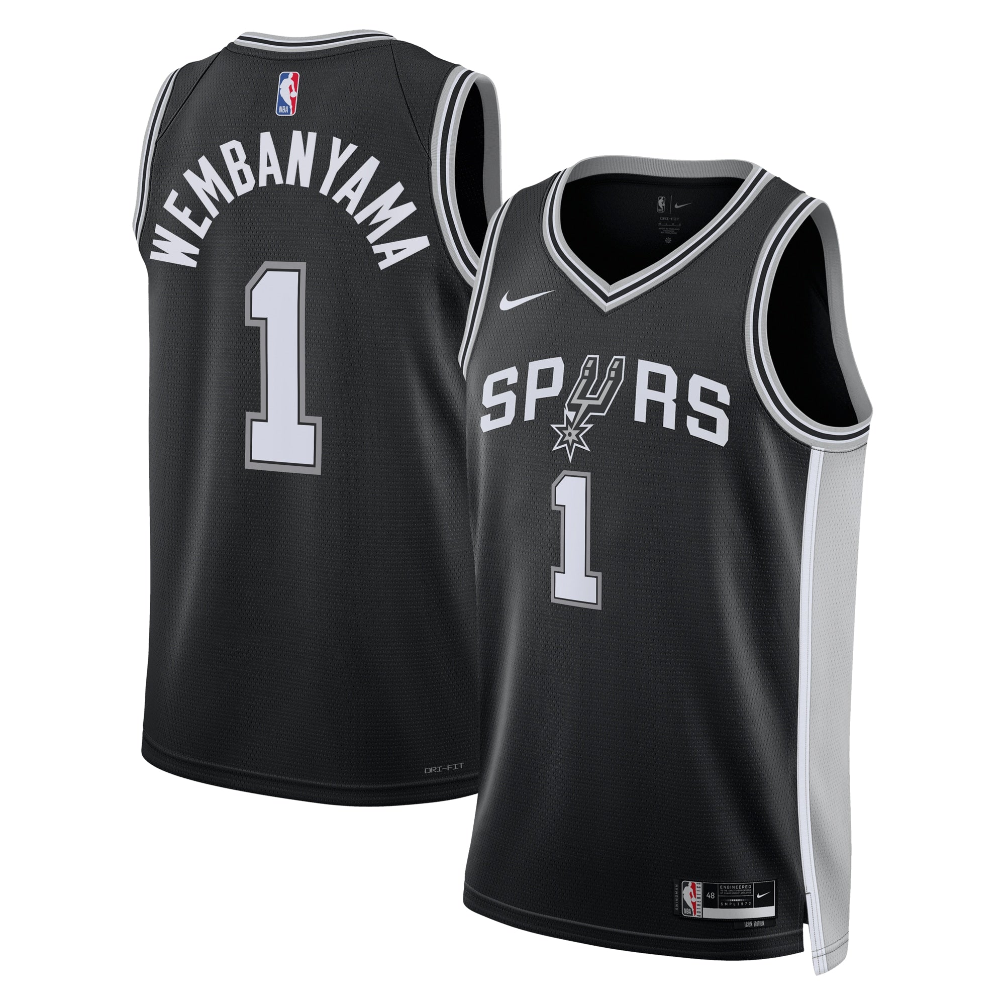 San Antonio Spurs Nike Icon Edition Swingman Jersey - Black - Victor Wembanyama - Unisex