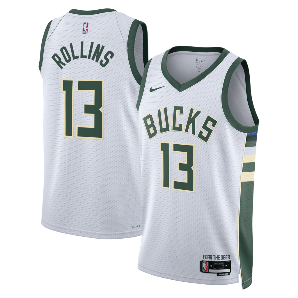 Milwaukee Bucks Nike Association Edition Swingman Jersey - White - Ryan Rollins - Unisex
