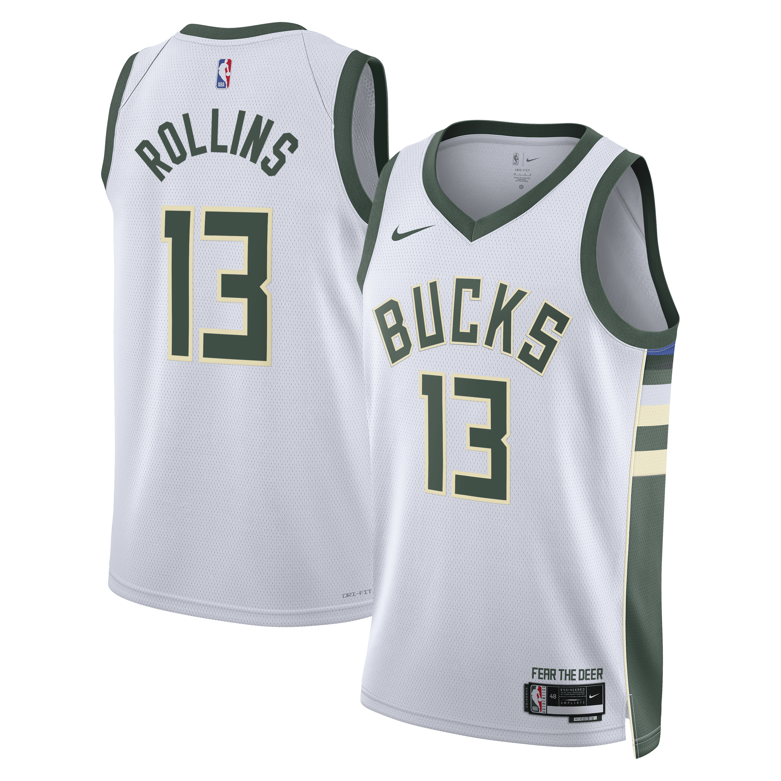 Milwaukee Bucks Nike Association Edition Swingman Jersey - White - Ryan Rollins - Unisex