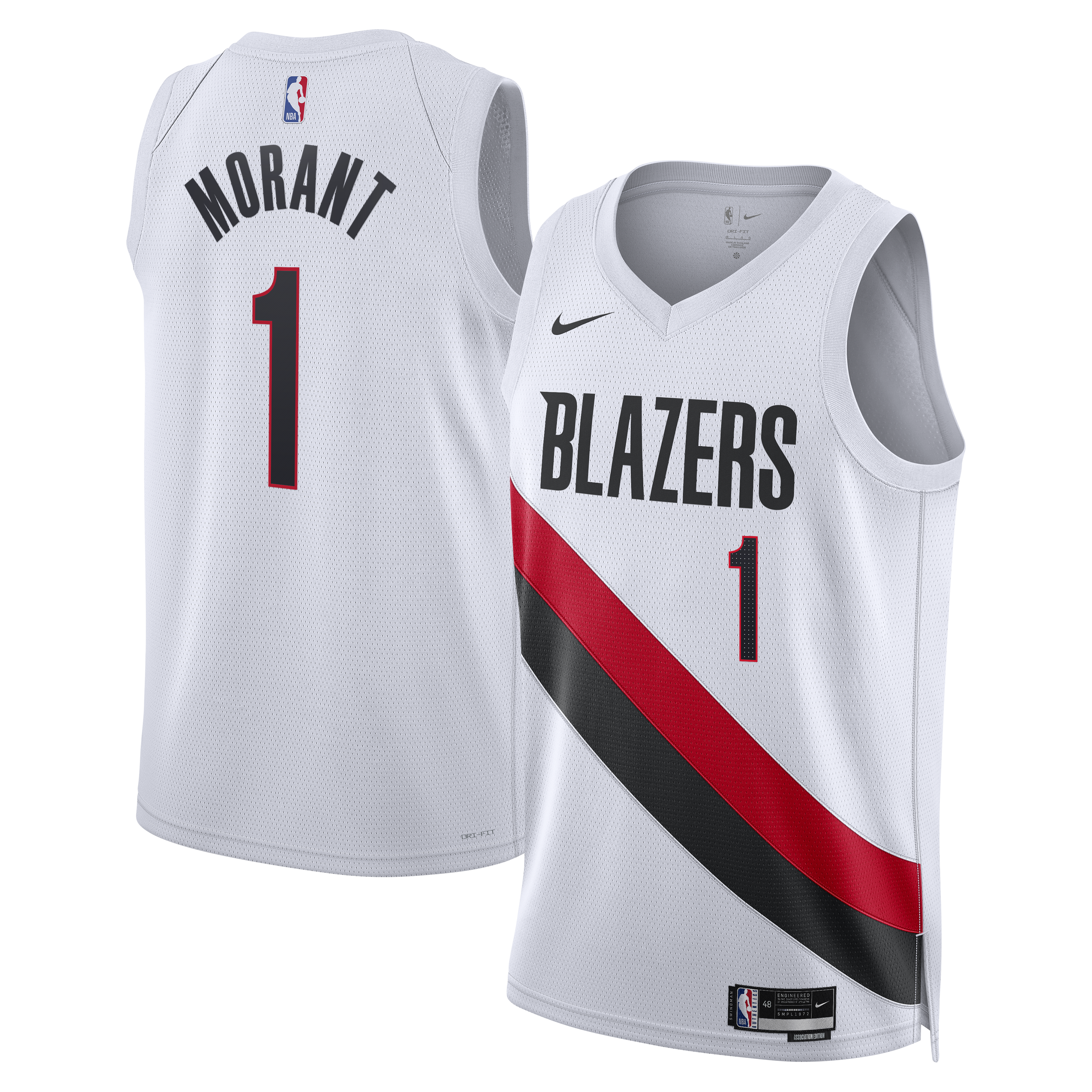 Portland Trail Blazers Nike Replica Association Edition Swingman Jersey - White - Ja Morant - Unisex