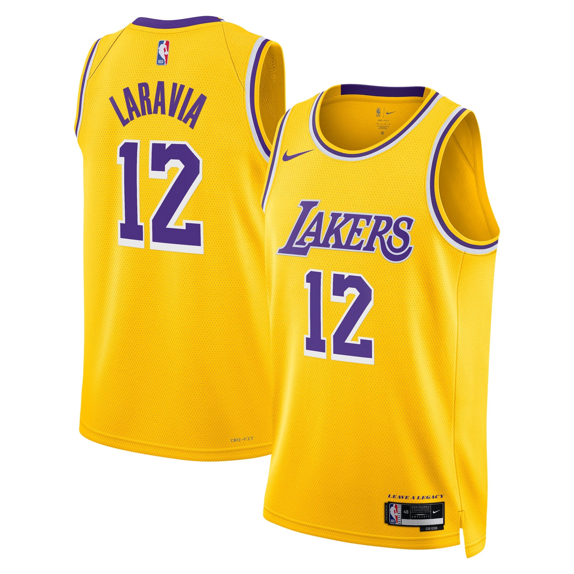 Los Angeles Lakers Nike Icon Edition Swingman Jersey - Gold - Jake LaRavia - Youth