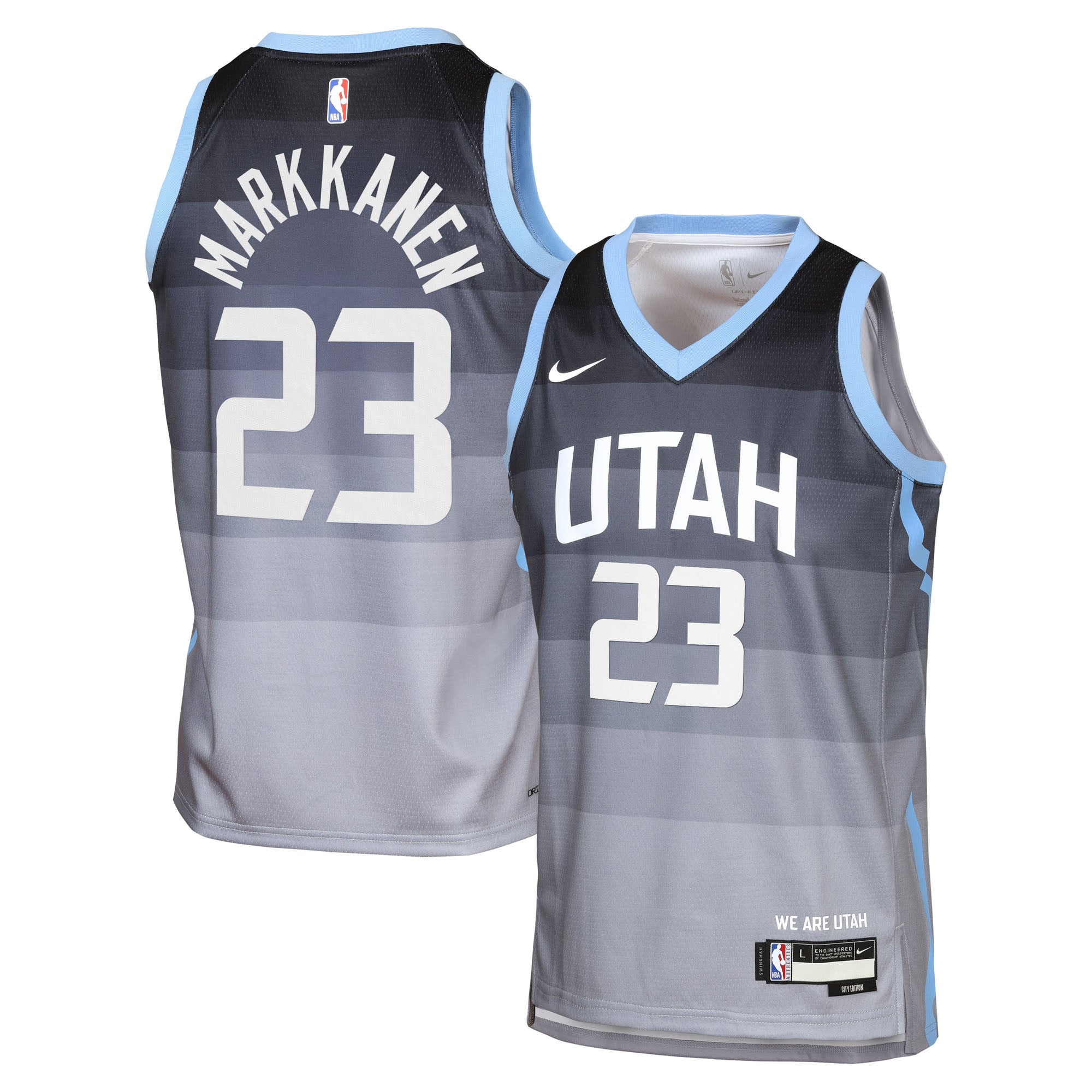 Utah Jazz Nike 2025/26 City Edition Swingman Jersey - Gray - Lauri Markkanen - Youth