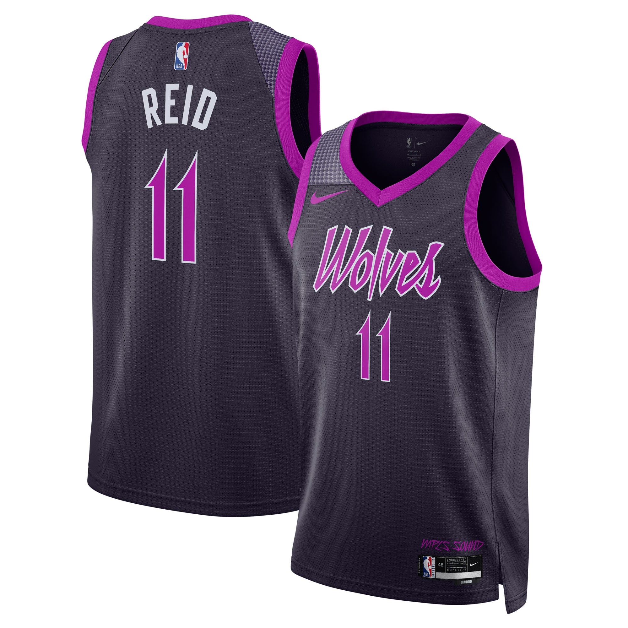 Minnesota Timberwolves Nike 2025/26 City Edition Swingman Jersey - Black - Naz Reid - Unisex