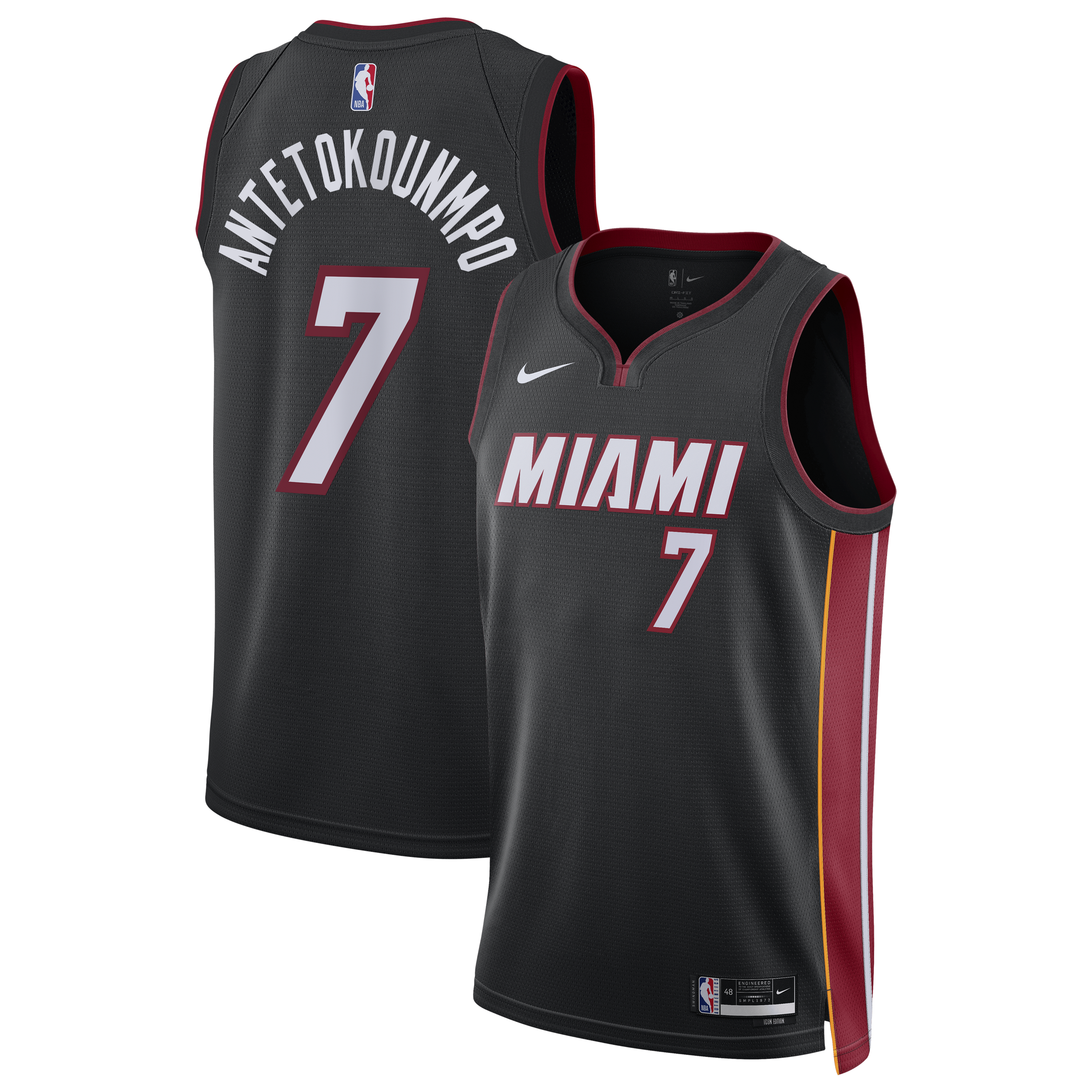 Miami Heat Nike Icon Edition Swingman Jersey - Black - Giannis Antetokounmpo - Unisex