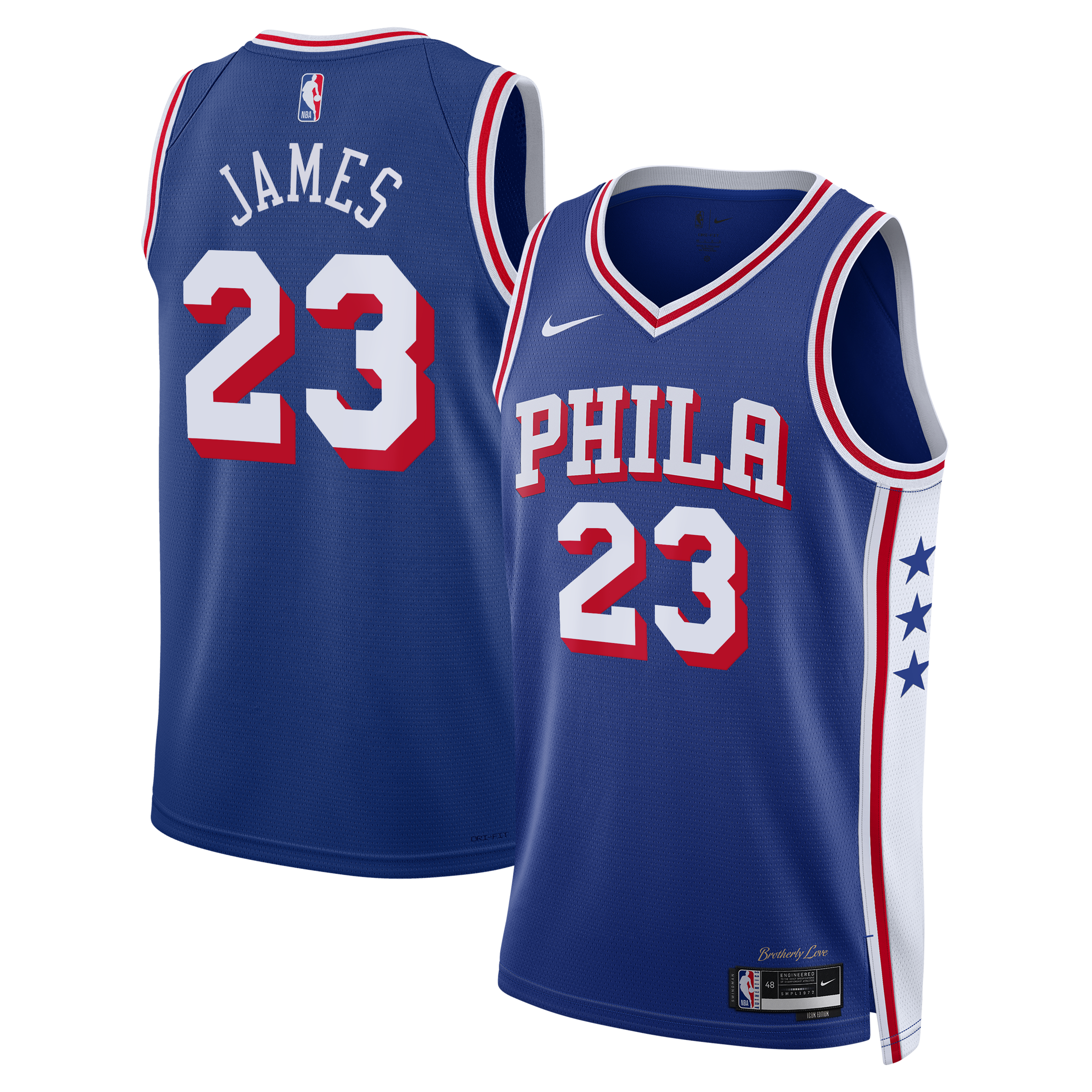 Philadelphia 76ers Nike Icon Edition Swingman Jersey - Royal - Lebron James - Youth