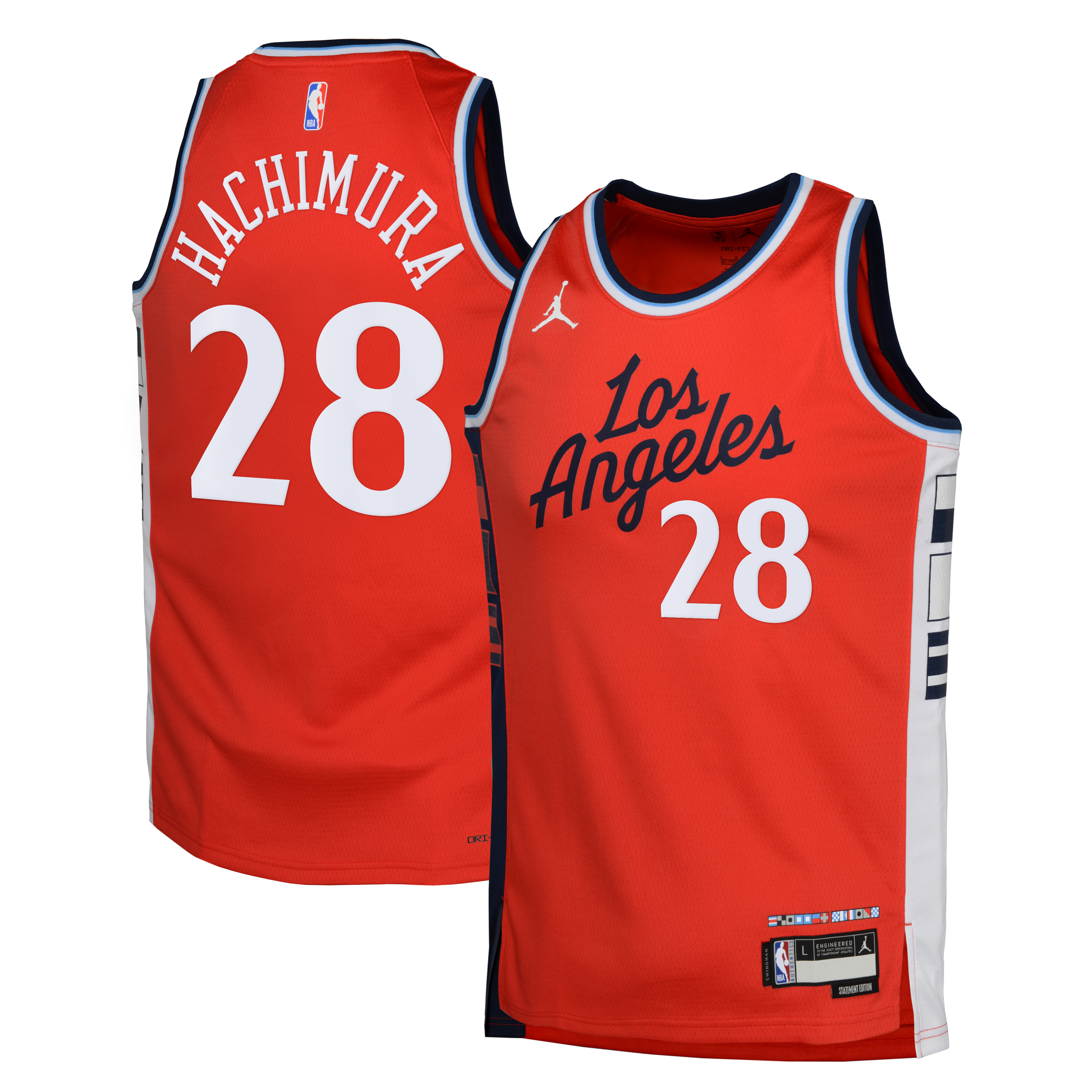 LA Clippers Jordan Brand Statement Edition Swingman Jersey - Red - Rui Hachimura - Youth