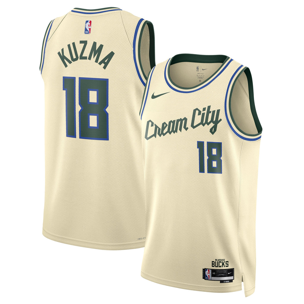 Milwaukee Bucks Nike 2025/26 City Edition Swingman Jersey - Cream - Kyle Kuzma - Unisex