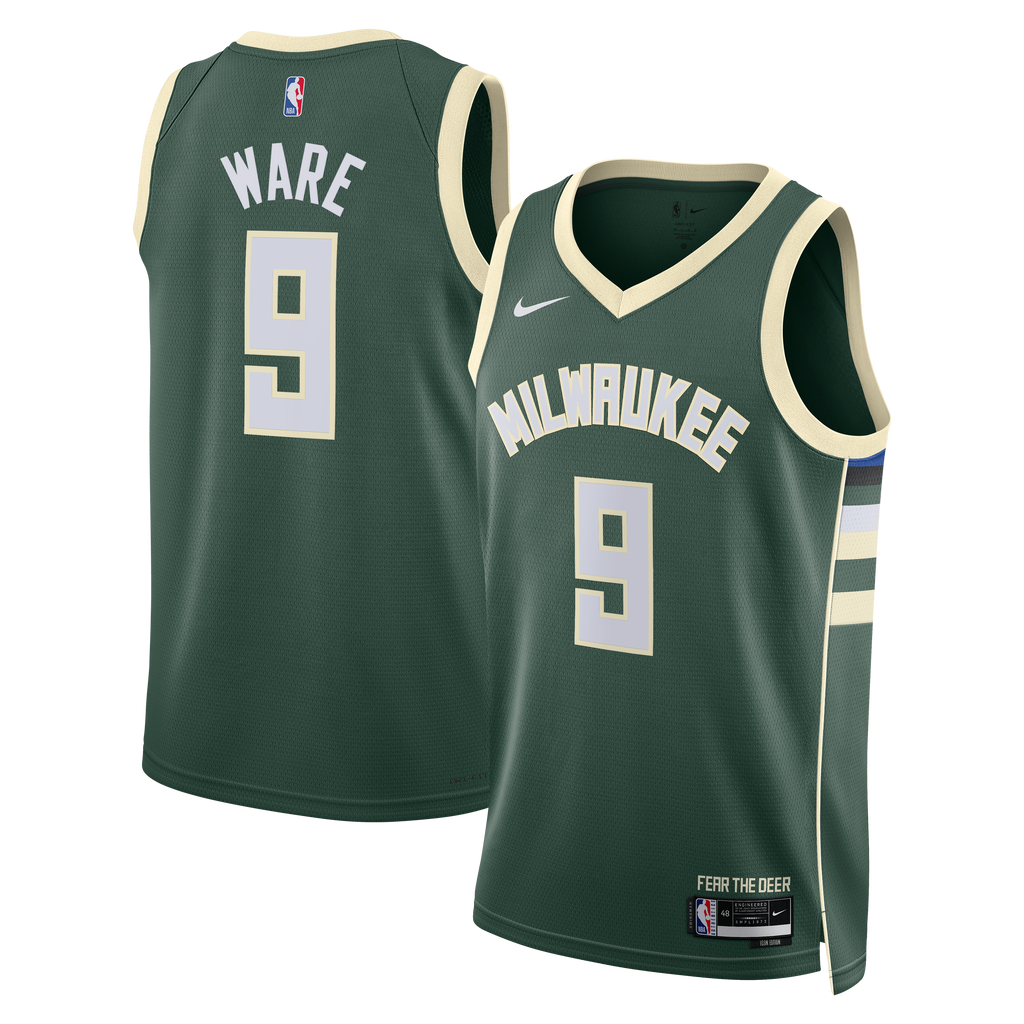 Milwaukee Bucks Nike Icon Edition Swingman Jersey - White - Kel'el Ware - Unisex