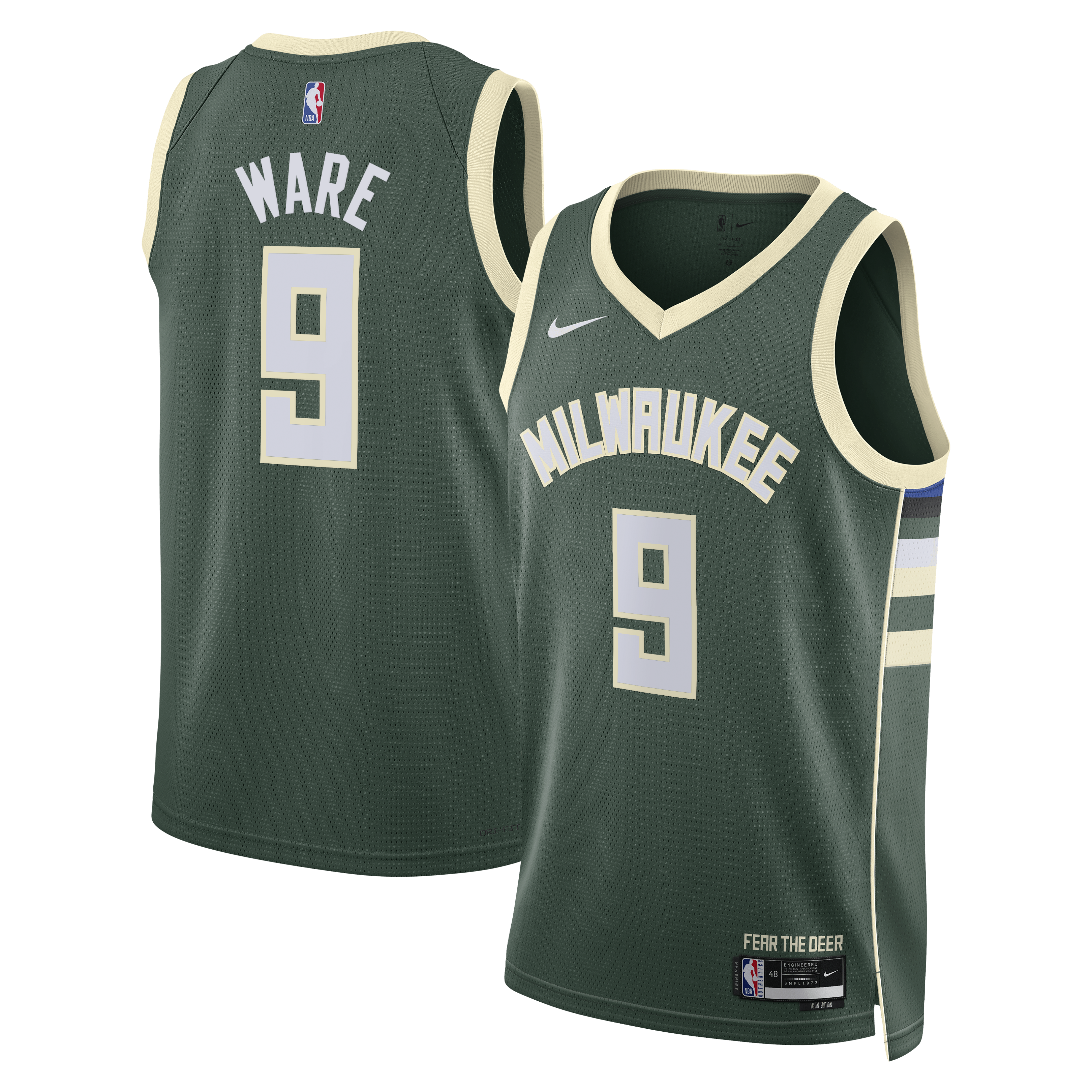 Milwaukee Bucks Nike Icon Edition Swingman Jersey - White - Kel'el Ware - Unisex