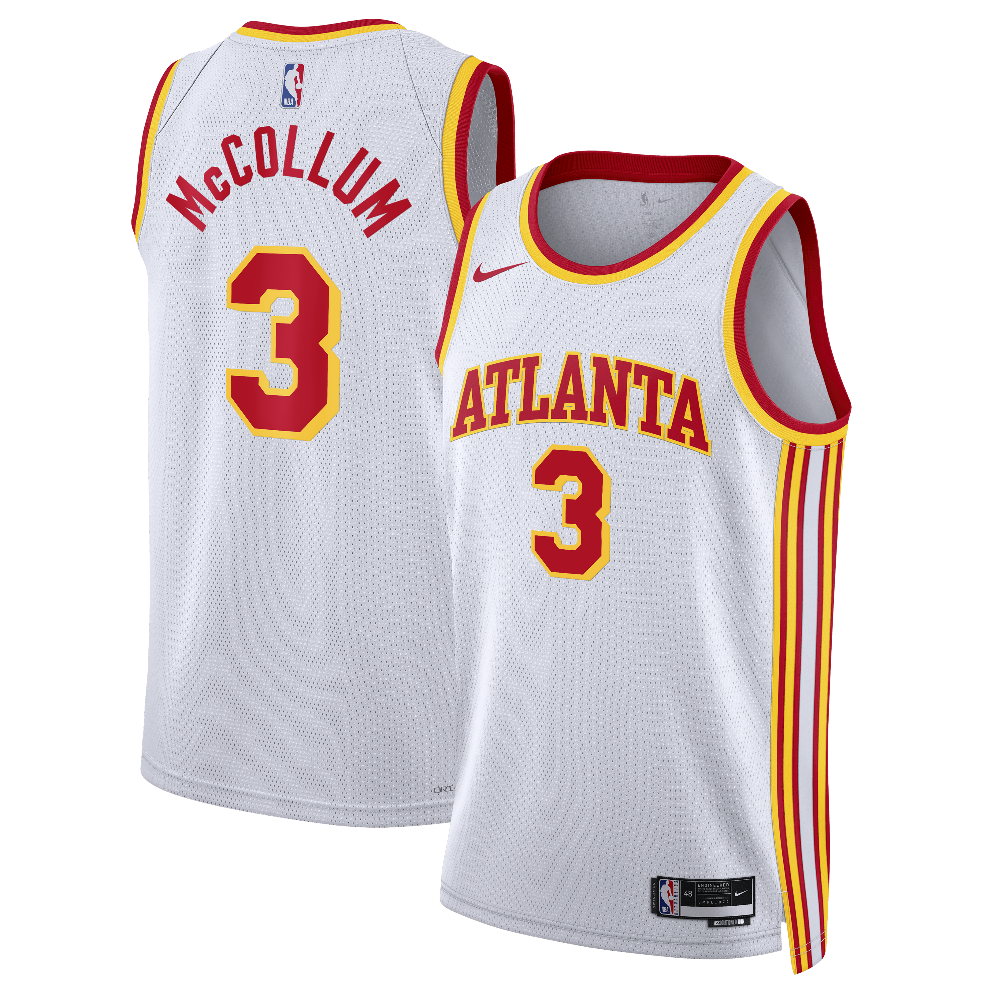 Atlanta Hawks Nike Association Edition Swingman Jersey - White - CJ McCollum - Unisex