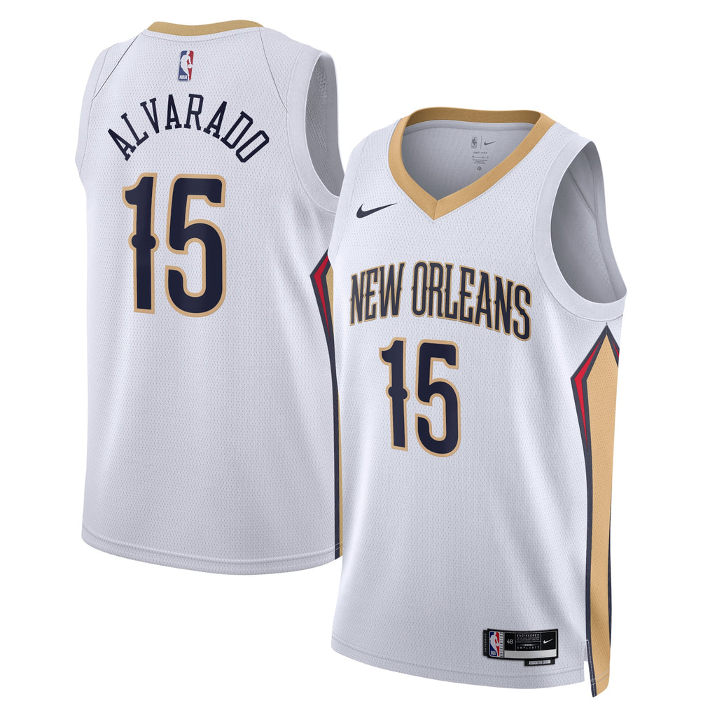 New Orleans Pelicans Nike Association Edition Swingman Jersey - White - Jose Alvarado - Unisex