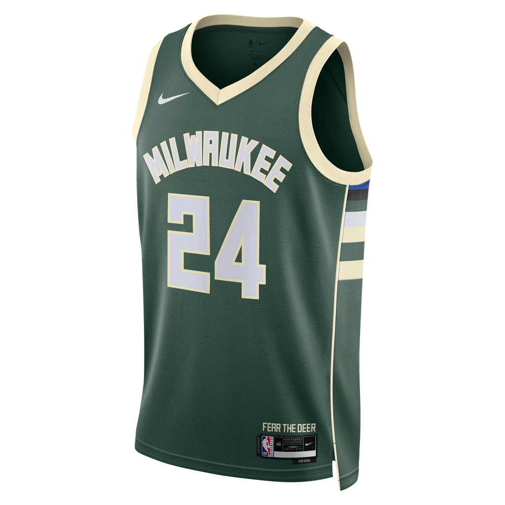 Milwaukee Bucks Nike Icon Edition Swingman Jersey - Hunter Green - Jaime Jaquez Jr. - Unisex