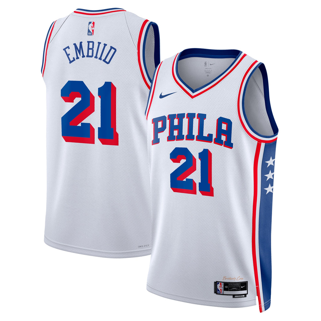 Philadelphia 76ers Nike Association Edition Swingman Jersey - White - Joel Embiid - Unisex