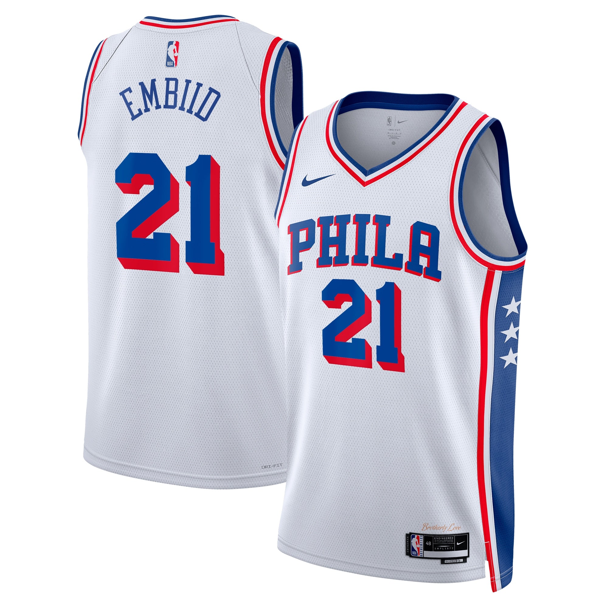 Philadelphia 76ers Nike Association Edition Swingman Jersey - White - Joel Embiid - Unisex