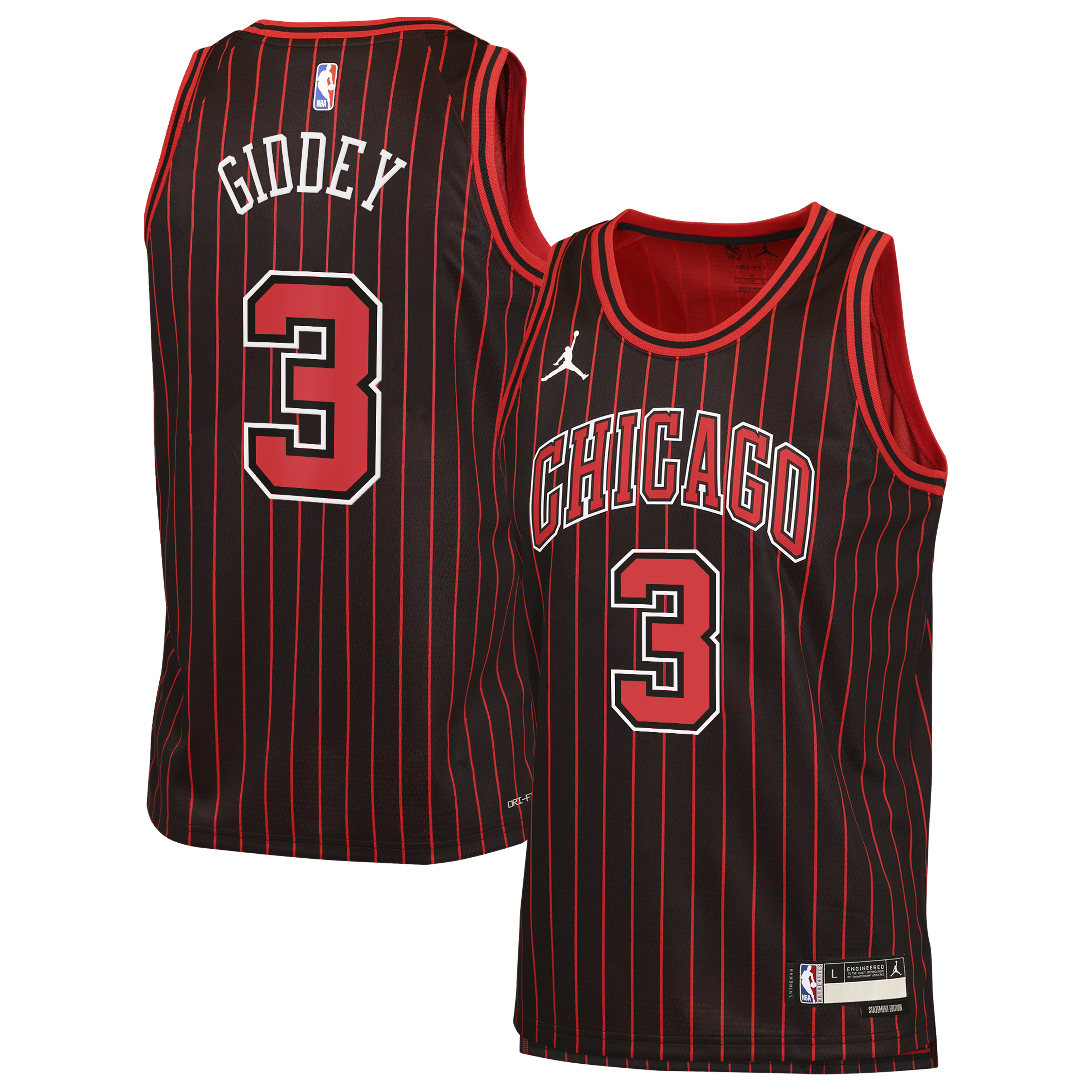 Chicago Bulls Jordan Brand Statement Edition Jersey - Black - Josh Giddey - Youth