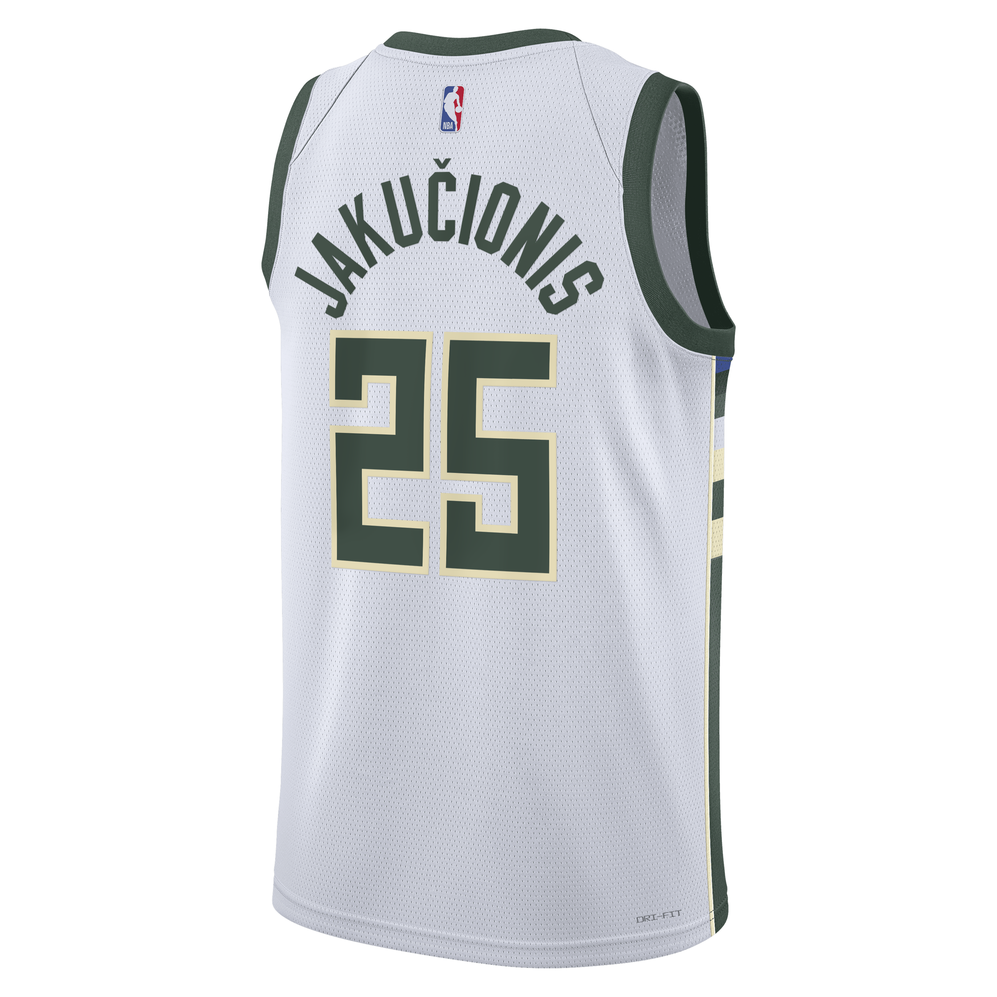 Milwaukee Bucks Nike Association Edition Swingman Jersey - White - Kasparas Jakučionis - Unisex