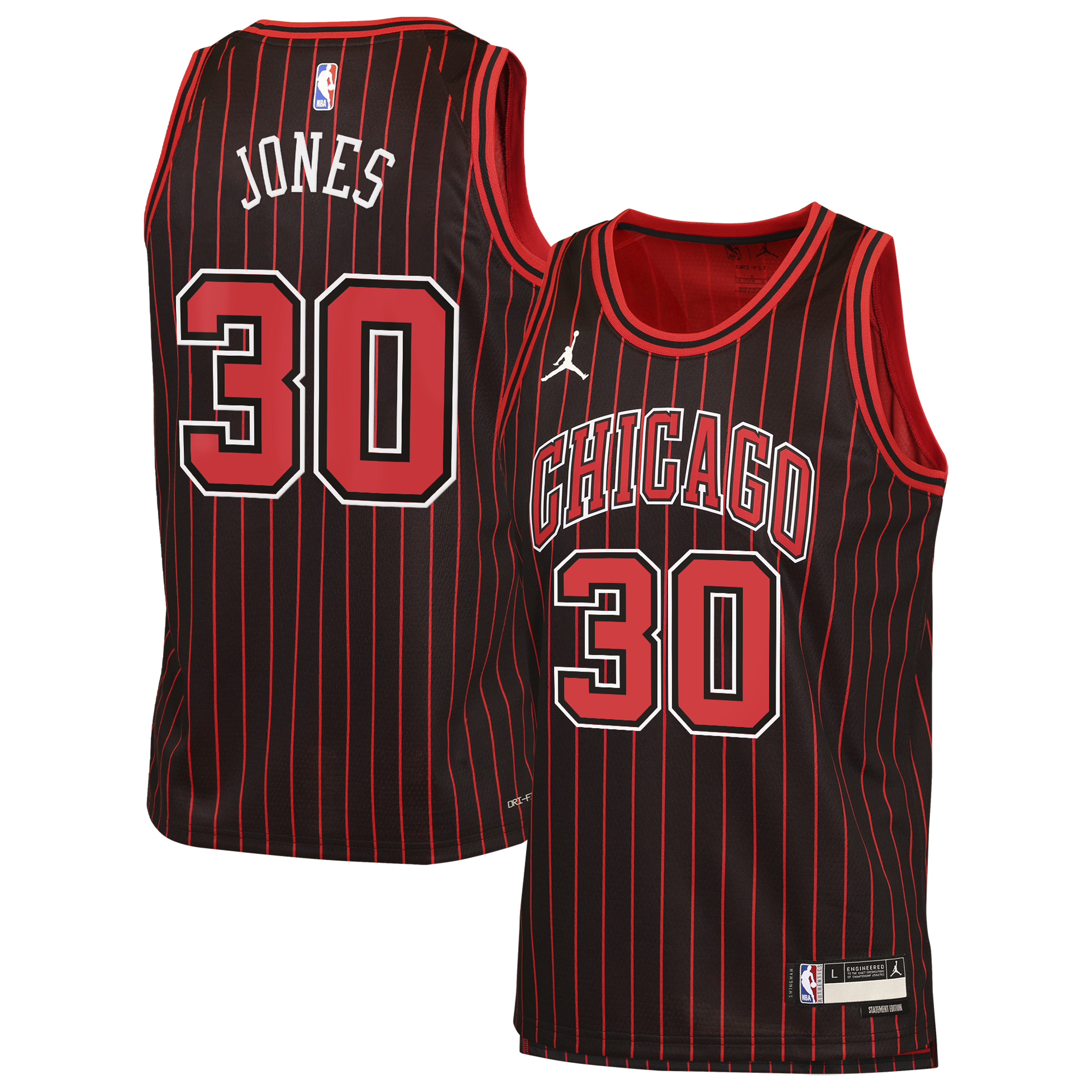 Chicago Bulls Jordan Brand Statement Edition Jersey - Black - Tre Jones - Youth