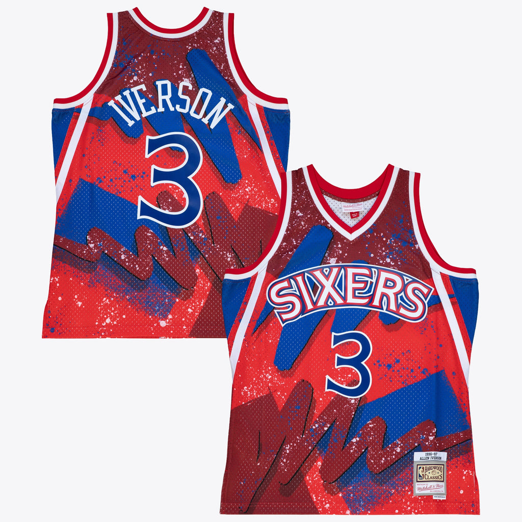 Philadelphia 76ers Mitchell & Ness Allen Iverson 1996 Hyper Hoops Swingman Jersey - Scarlet