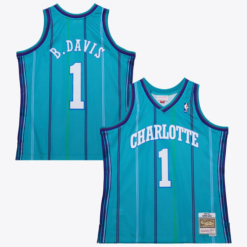 Charlotte Hornets Mitchell & Ness Baron Davis 1999 Swingman Road Authentic Jersey - Teal