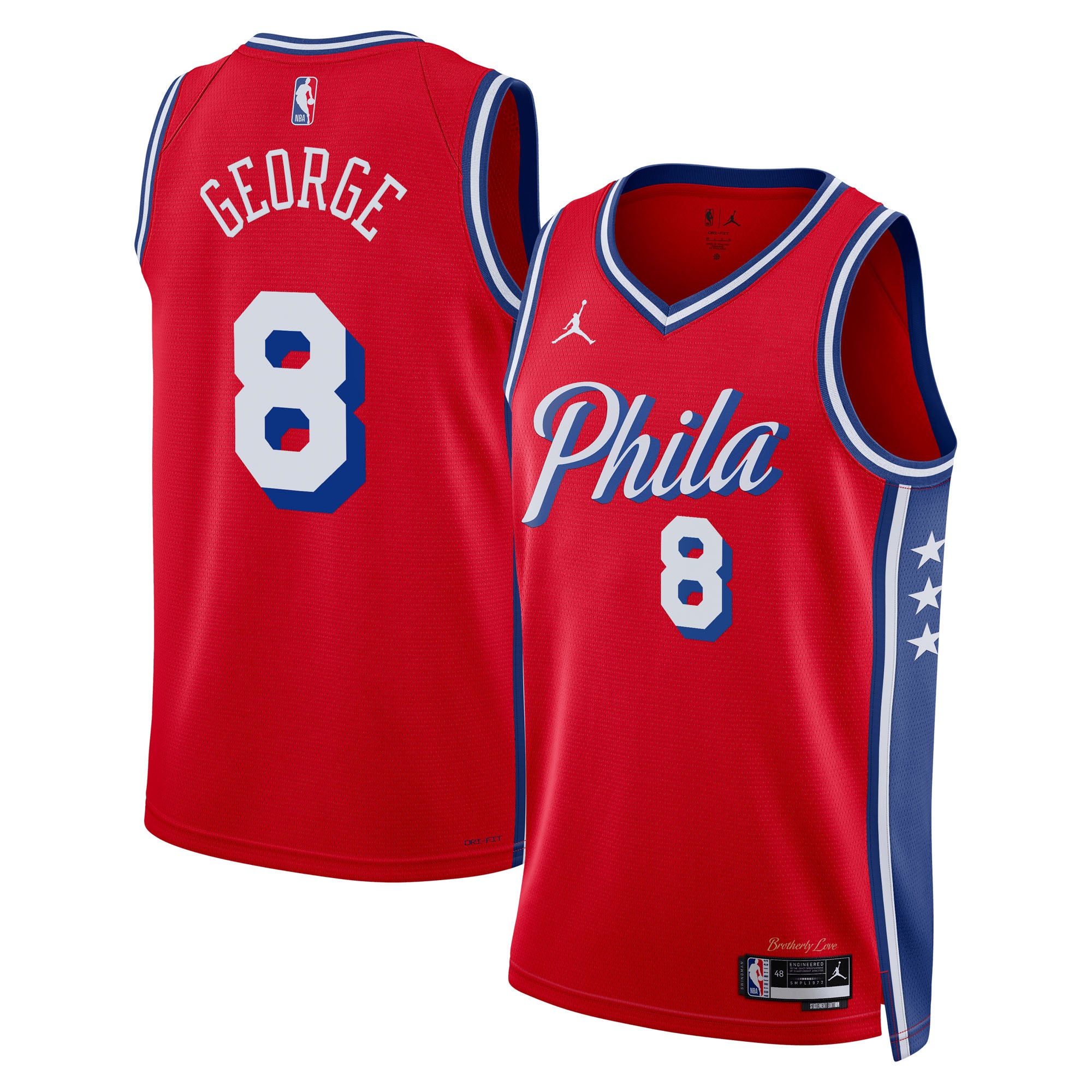 Philadelphia 76ers Jordan Brand Statement Edition Swingman Jersey - Red - Paul George - Unisex