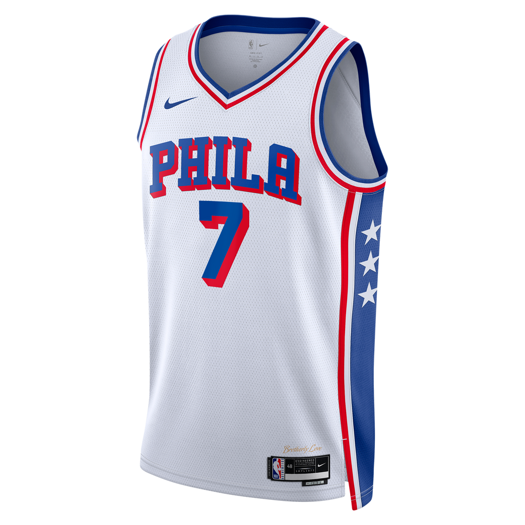 Philadelphia 76ers Nike Association Edition Swingman Jersey - White - Jaylen Brown - Unisex
