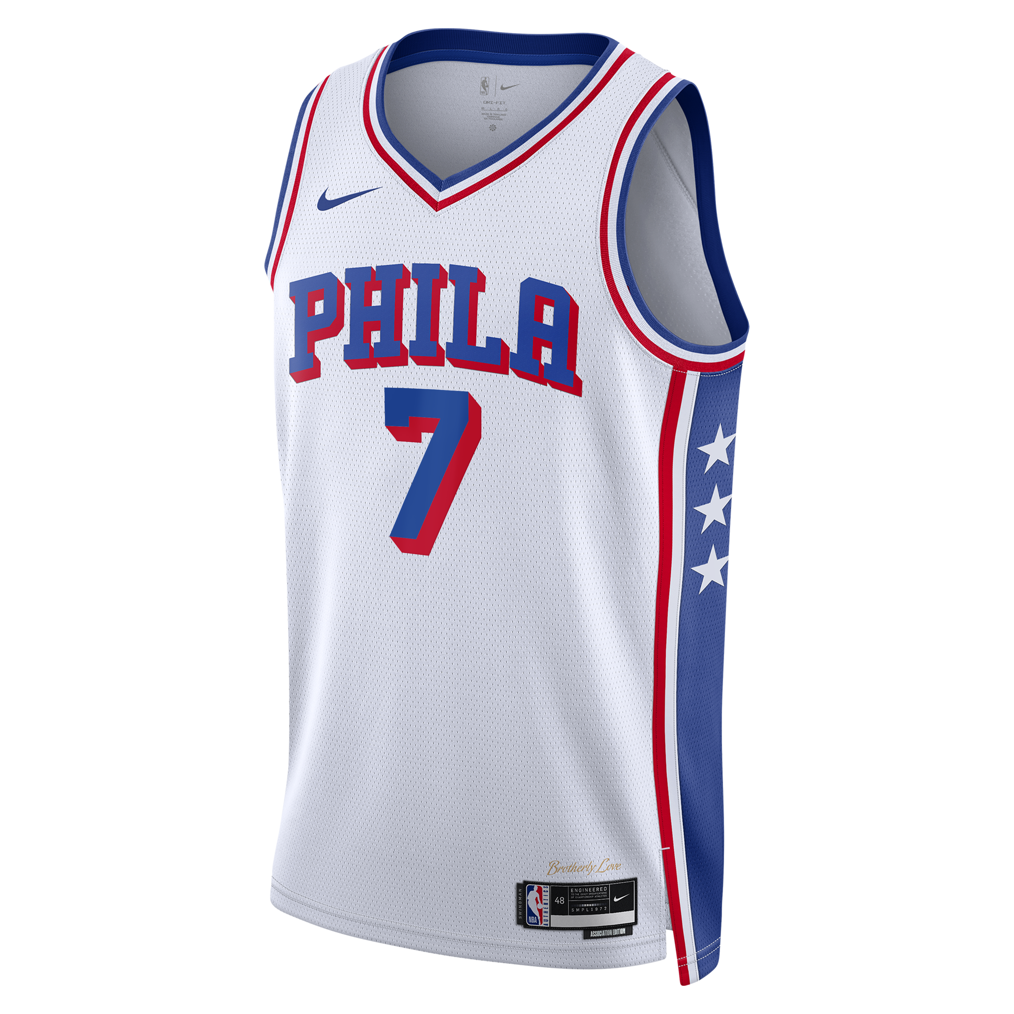 Philadelphia 76ers Nike Association Edition Swingman Jersey - White - Jaylen Brown - Unisex