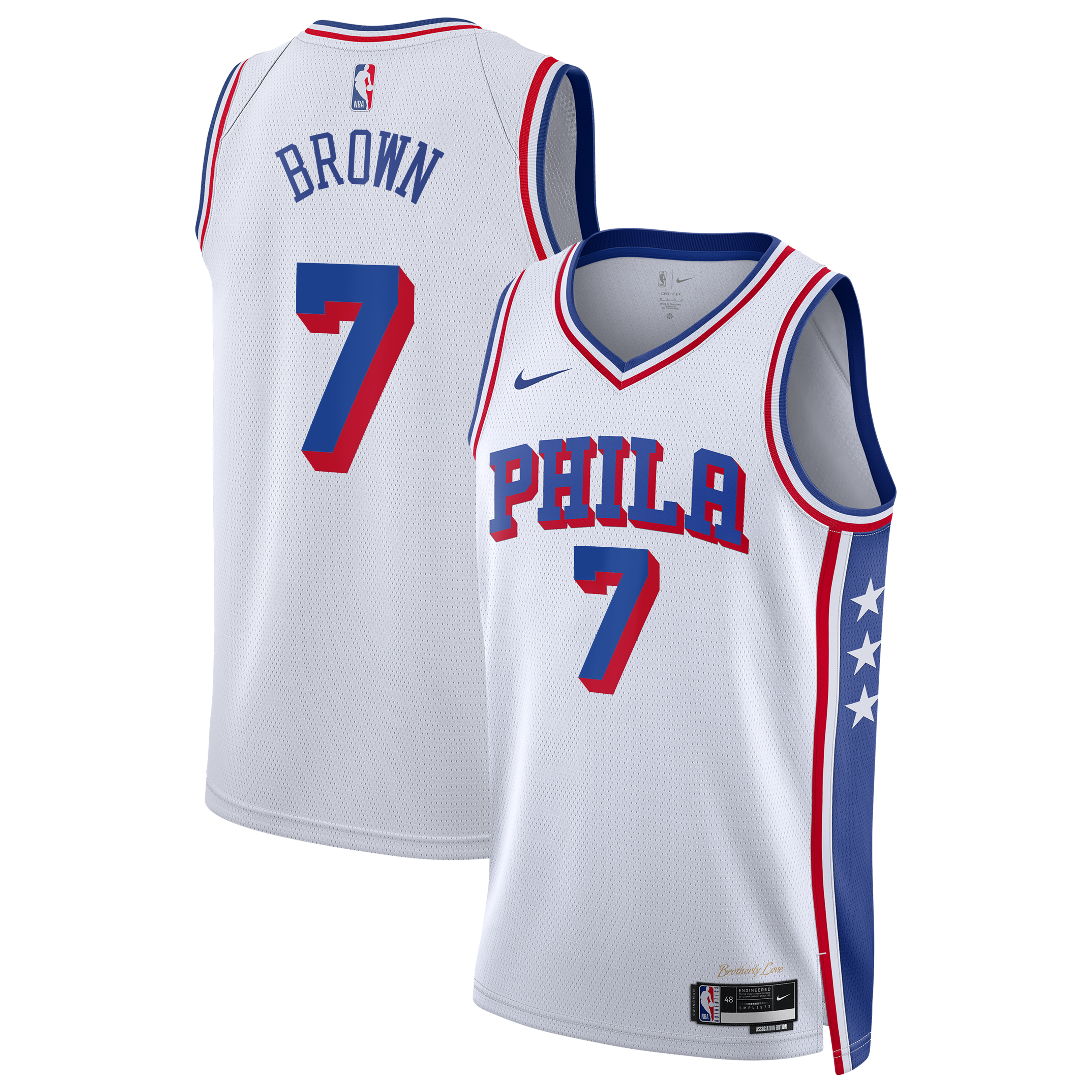 Philadelphia 76ers Nike Association Edition Swingman Jersey - White - Jaylen Brown - Unisex