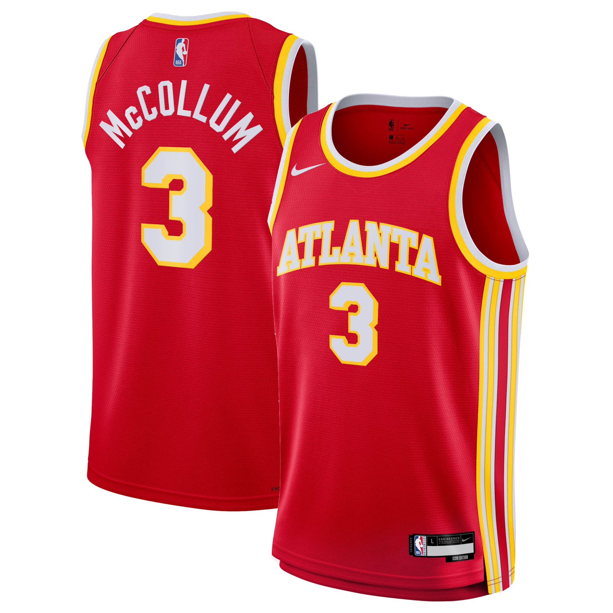 Atlanta Hawks Nike Icon Edition Swingman Jersey - Red - CJ McCollum - Youth