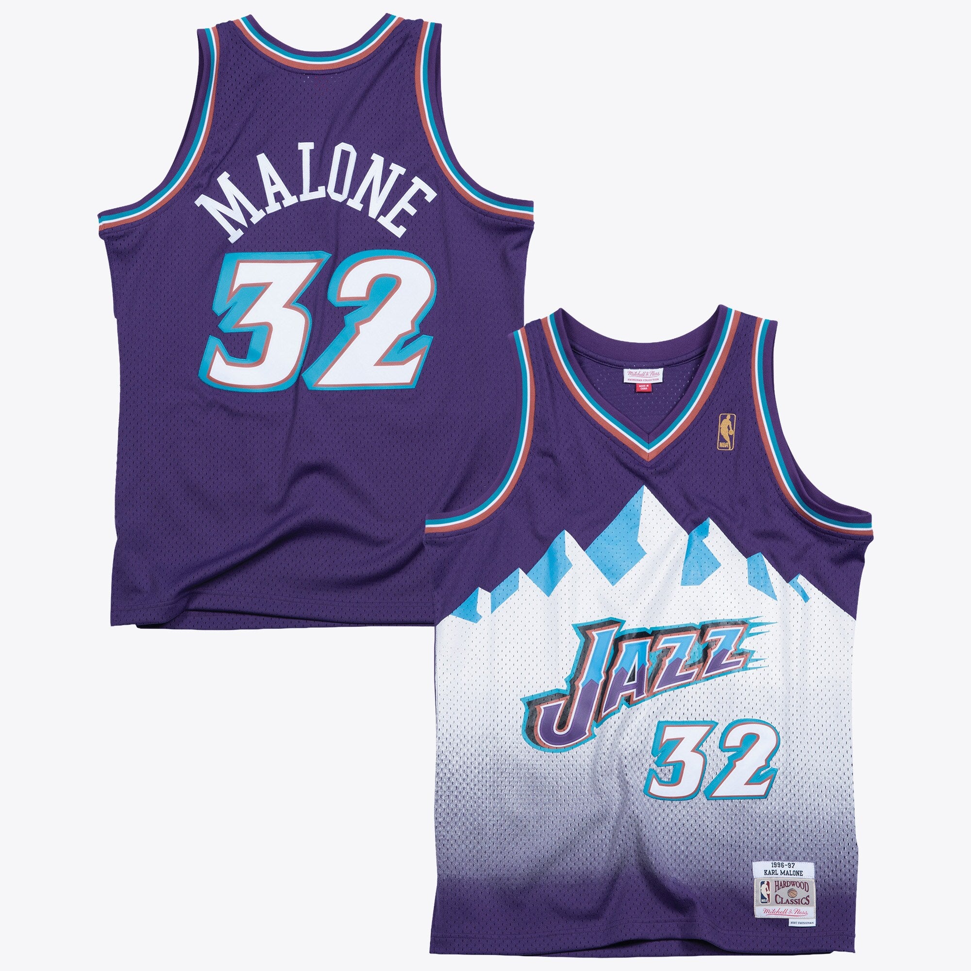 Utah Jazz Mitchell & Ness Karl Malone 1996 Swingman Road Authentic Jersey - Purple