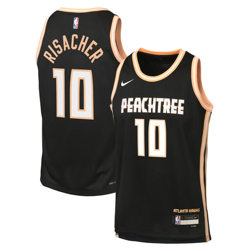 Atlanta Hawks Nike 2025/26 City Edition Swingman Jersey - Black - Zaccharie Risacher - Youth