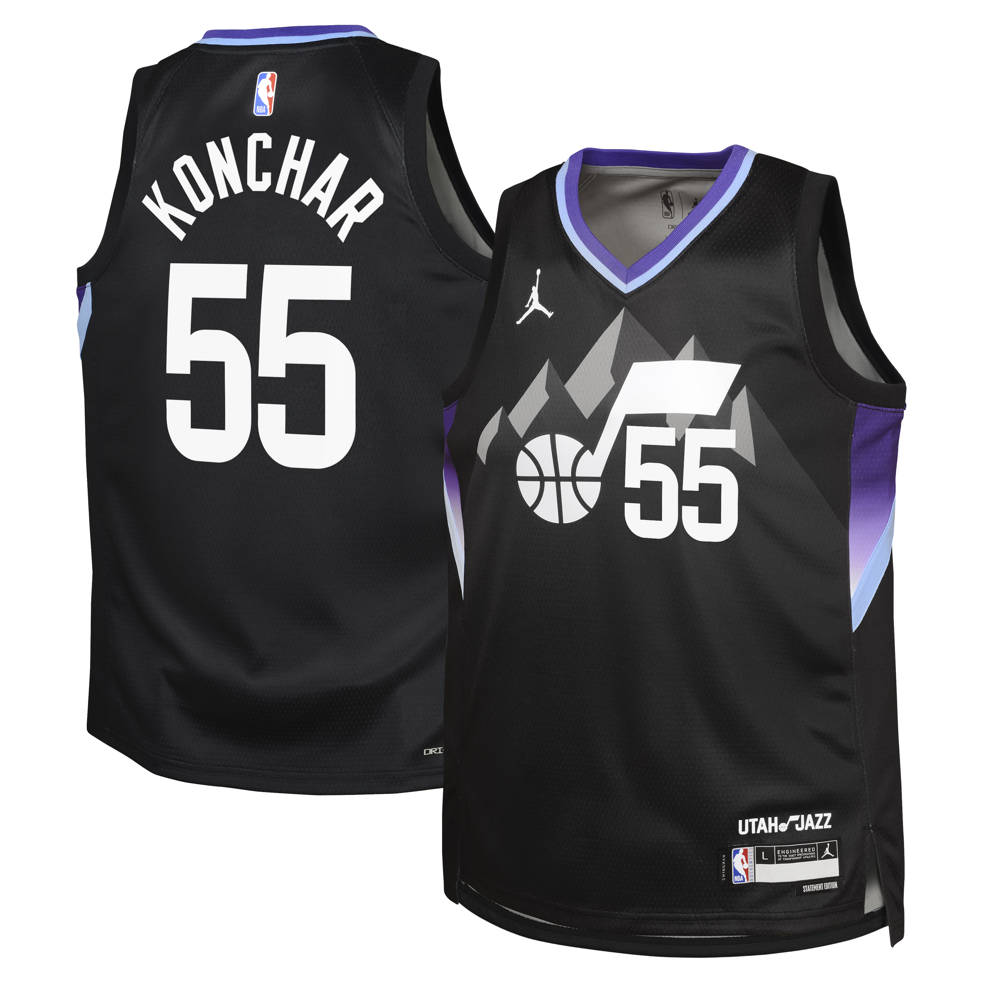 Utah Jazz Jordan Brand Statement Edition Swingman Jersey - Black - John Konchar - Youth