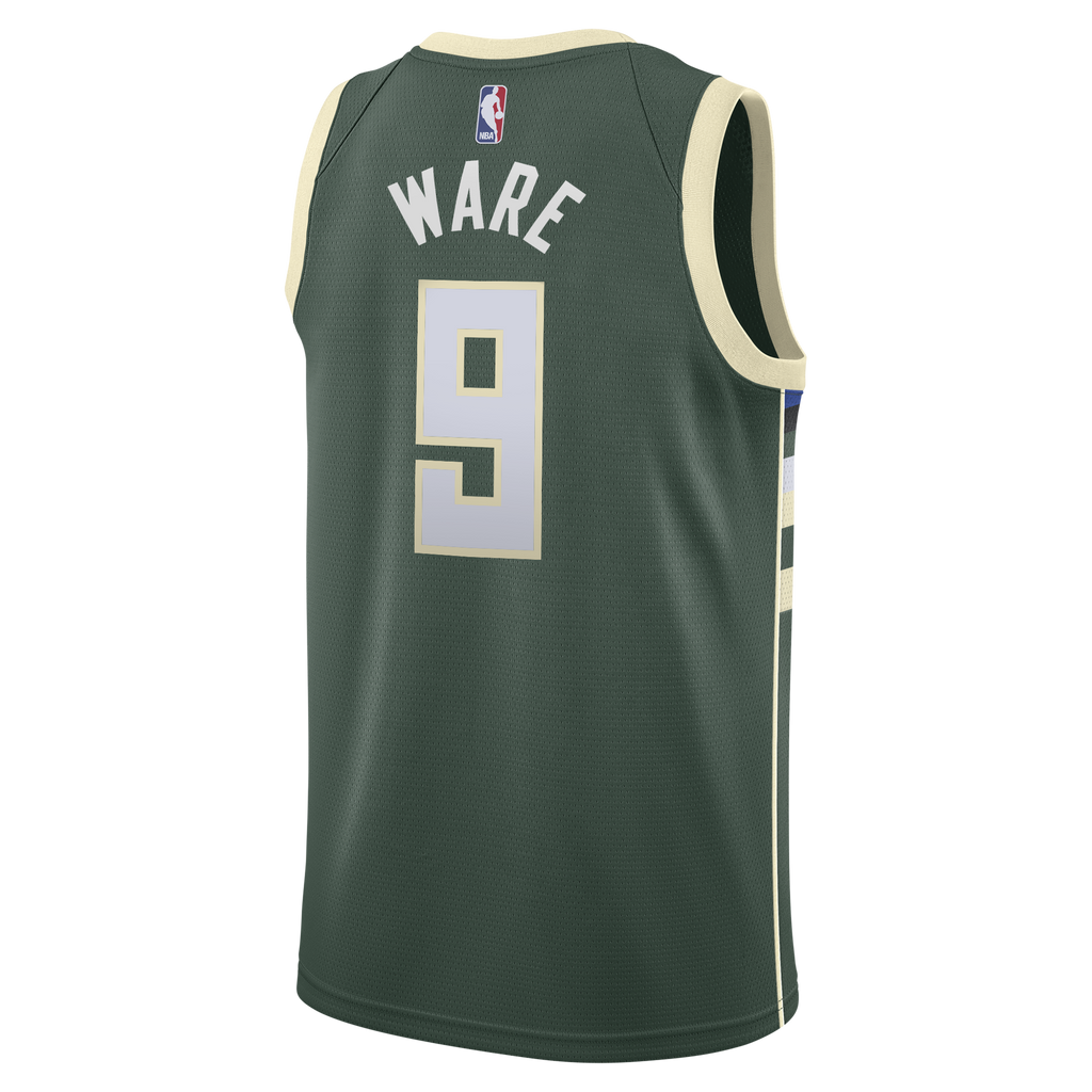 Milwaukee Bucks Nike Icon Edition Swingman Jersey - White - Kel'el Ware - Youth